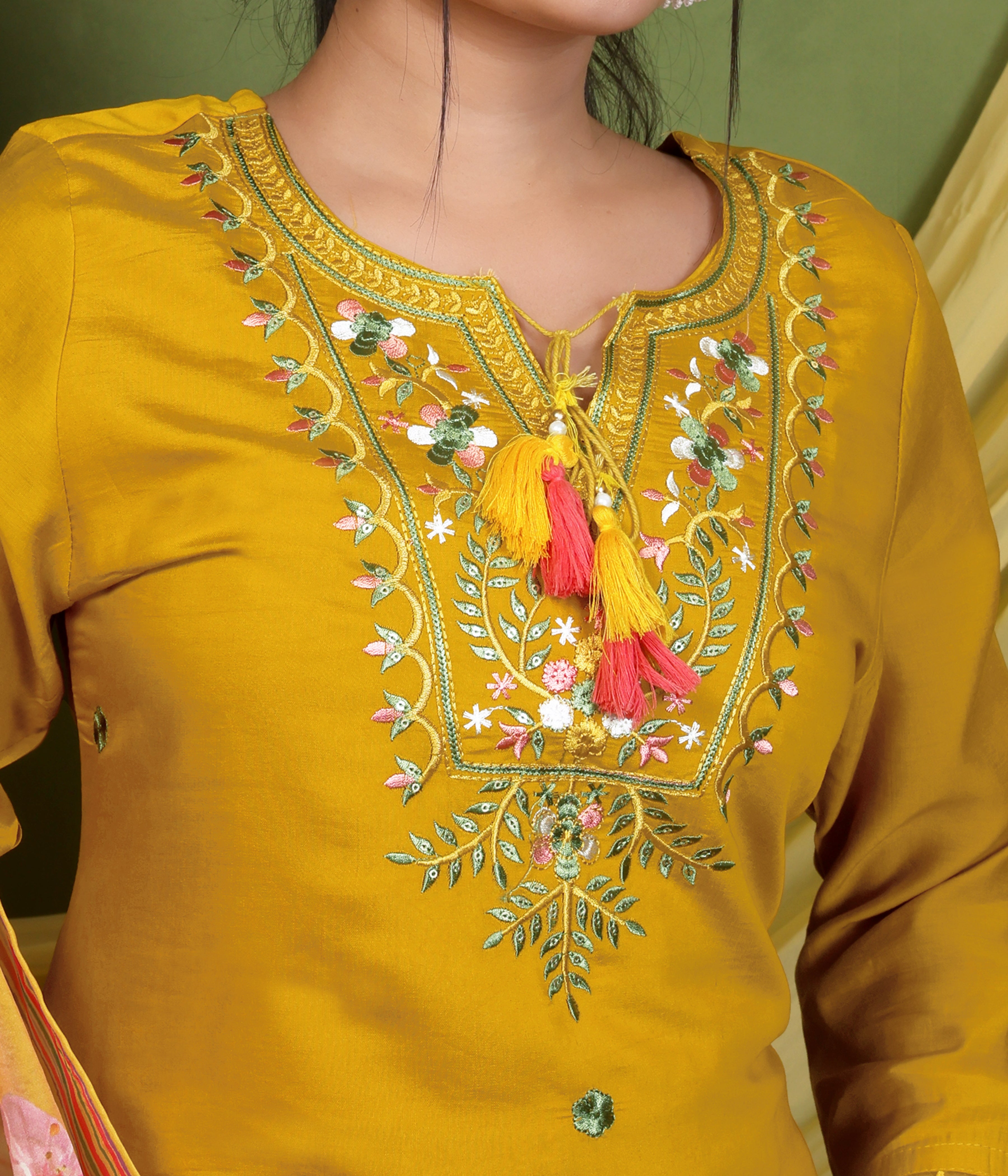 Sunehri Aabha Embroidered Kurta Set with Printed Dupatta