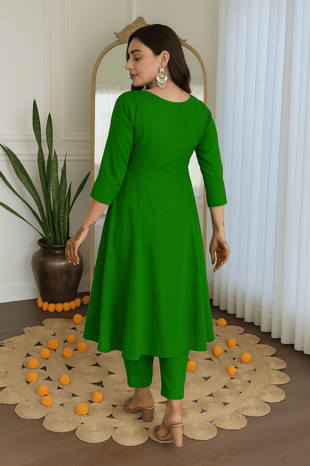 Emerald Grace Embroidered Kurta Set with Dupatta