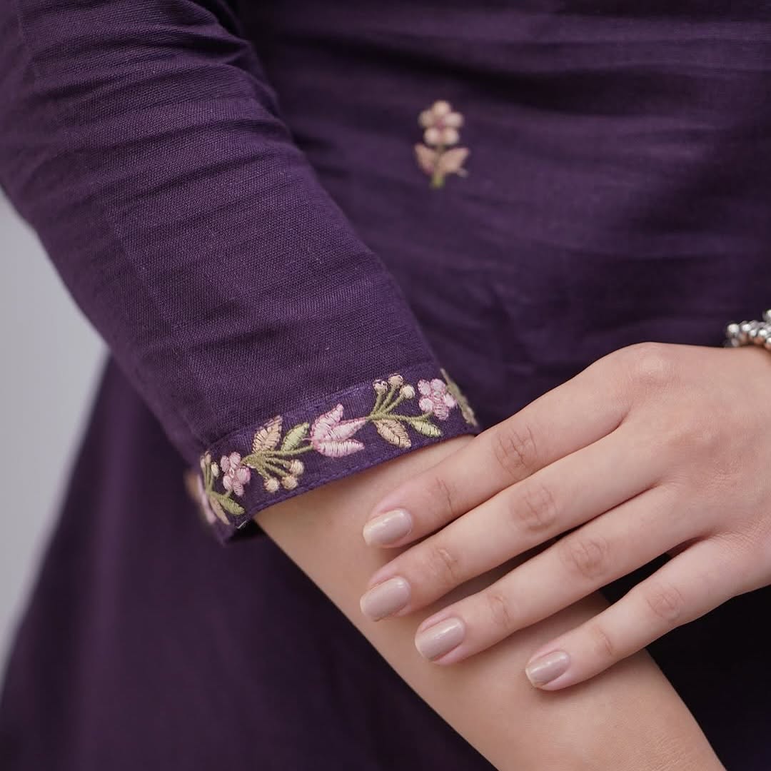 Royal Plum Embroidered Kurta Set with Dupatta