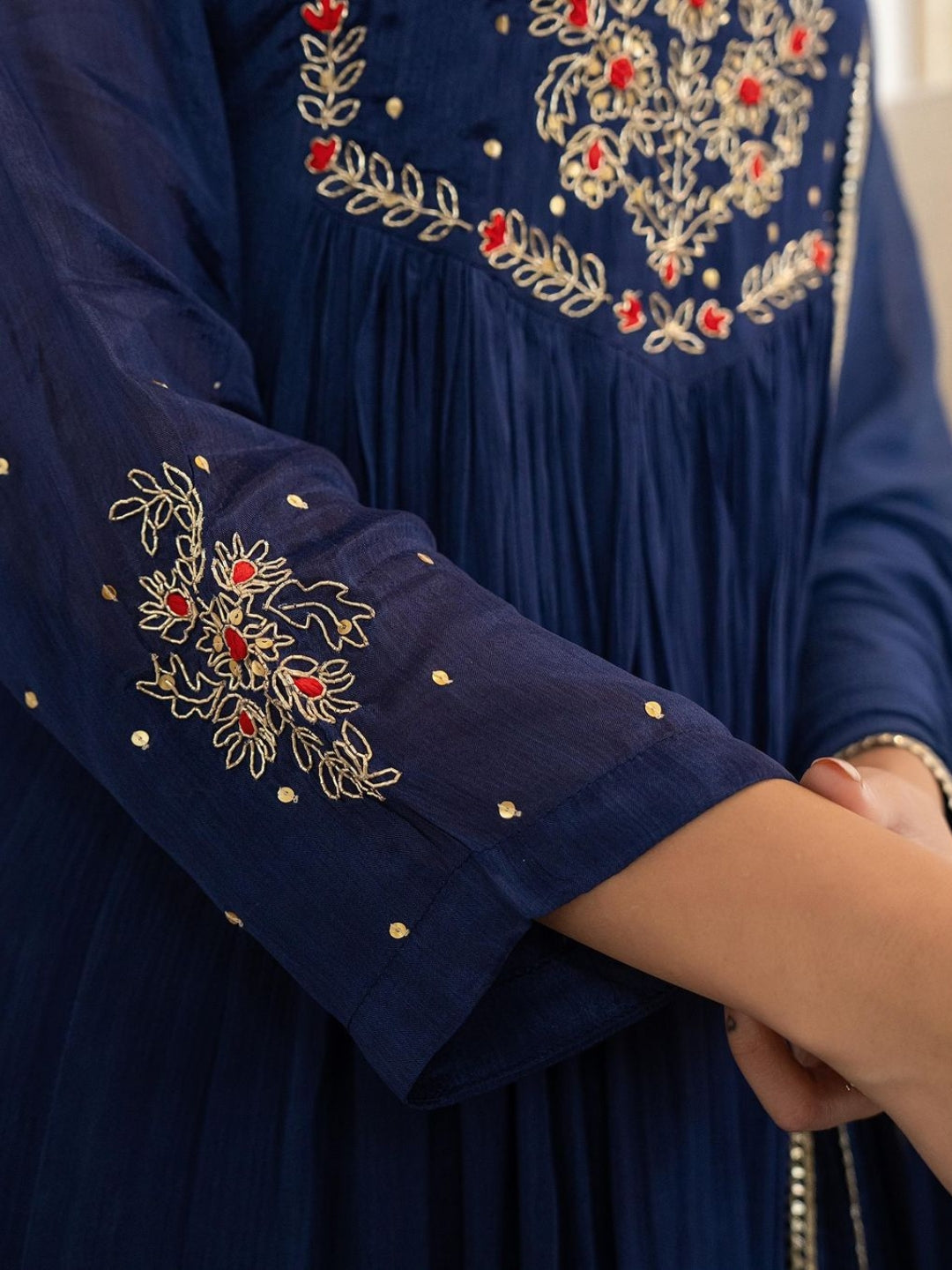 Festive Bloom Embroidered Anarkali Kurta Set with Dupatta