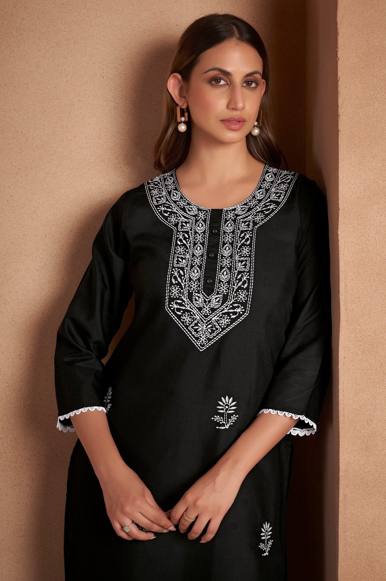 Noir Chikankari Embroidered Kurta