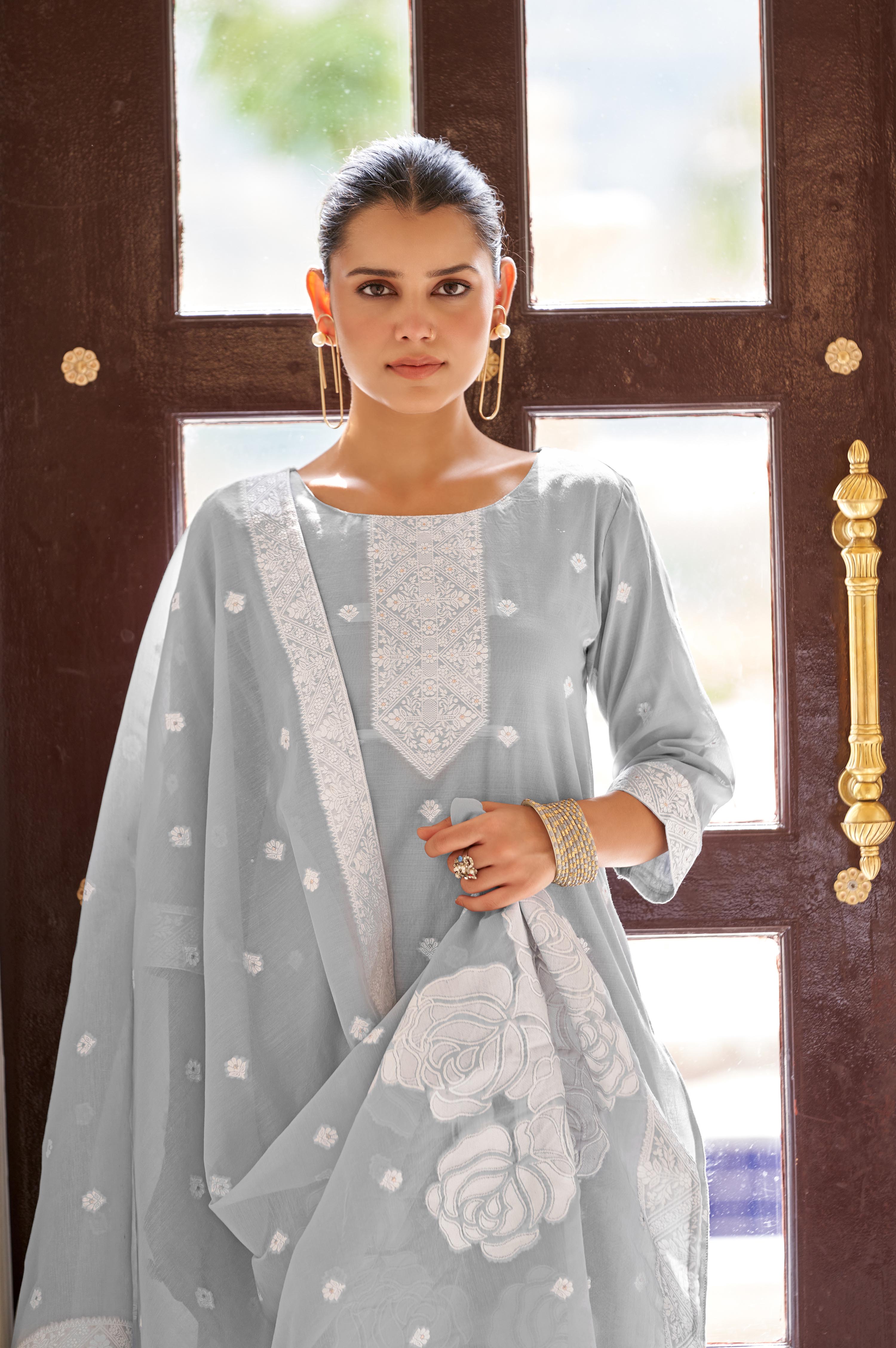 Silver Mist Jacquard Kurta Set