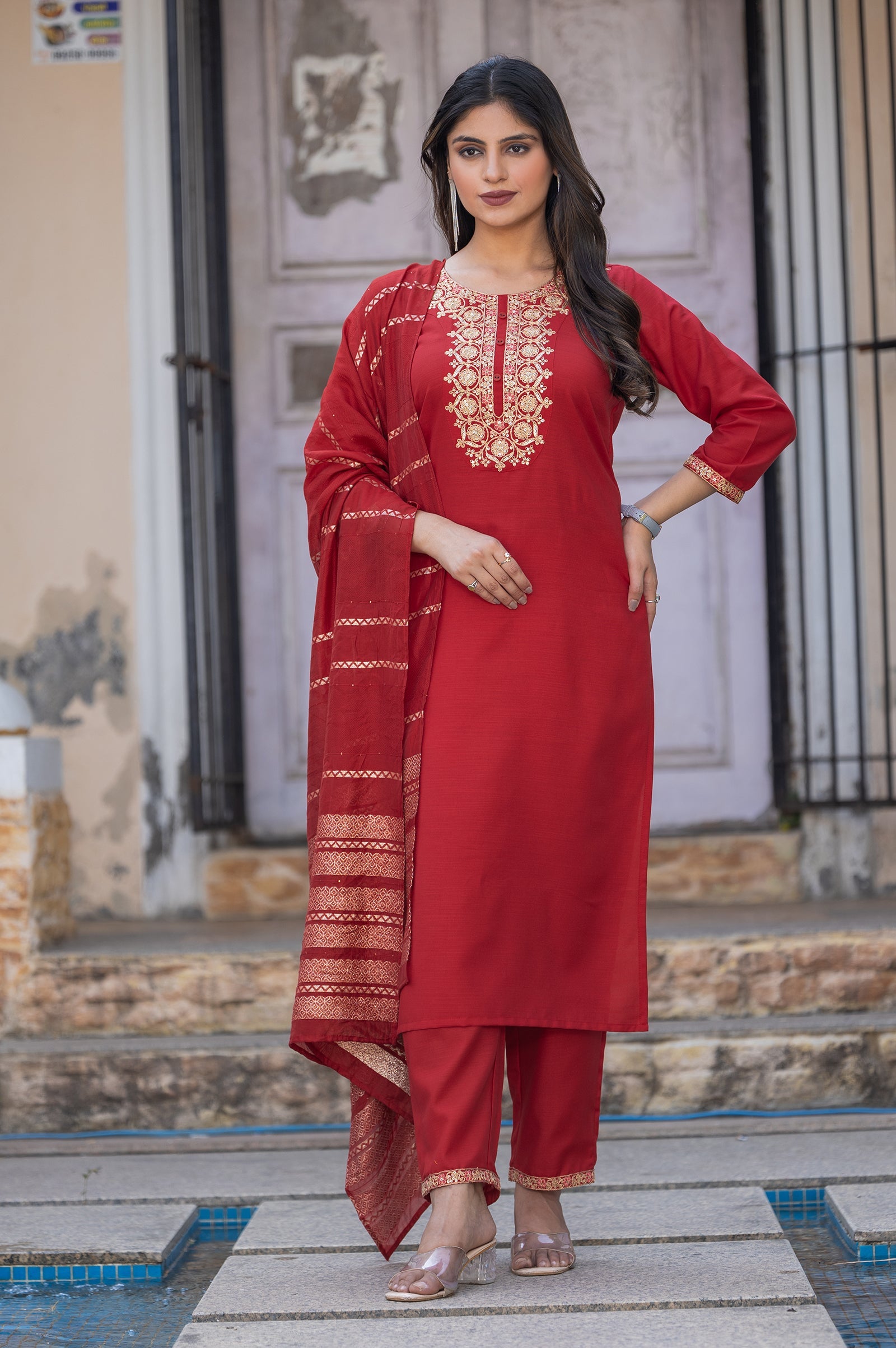 Ruby Royale Embroidered Kurta Set