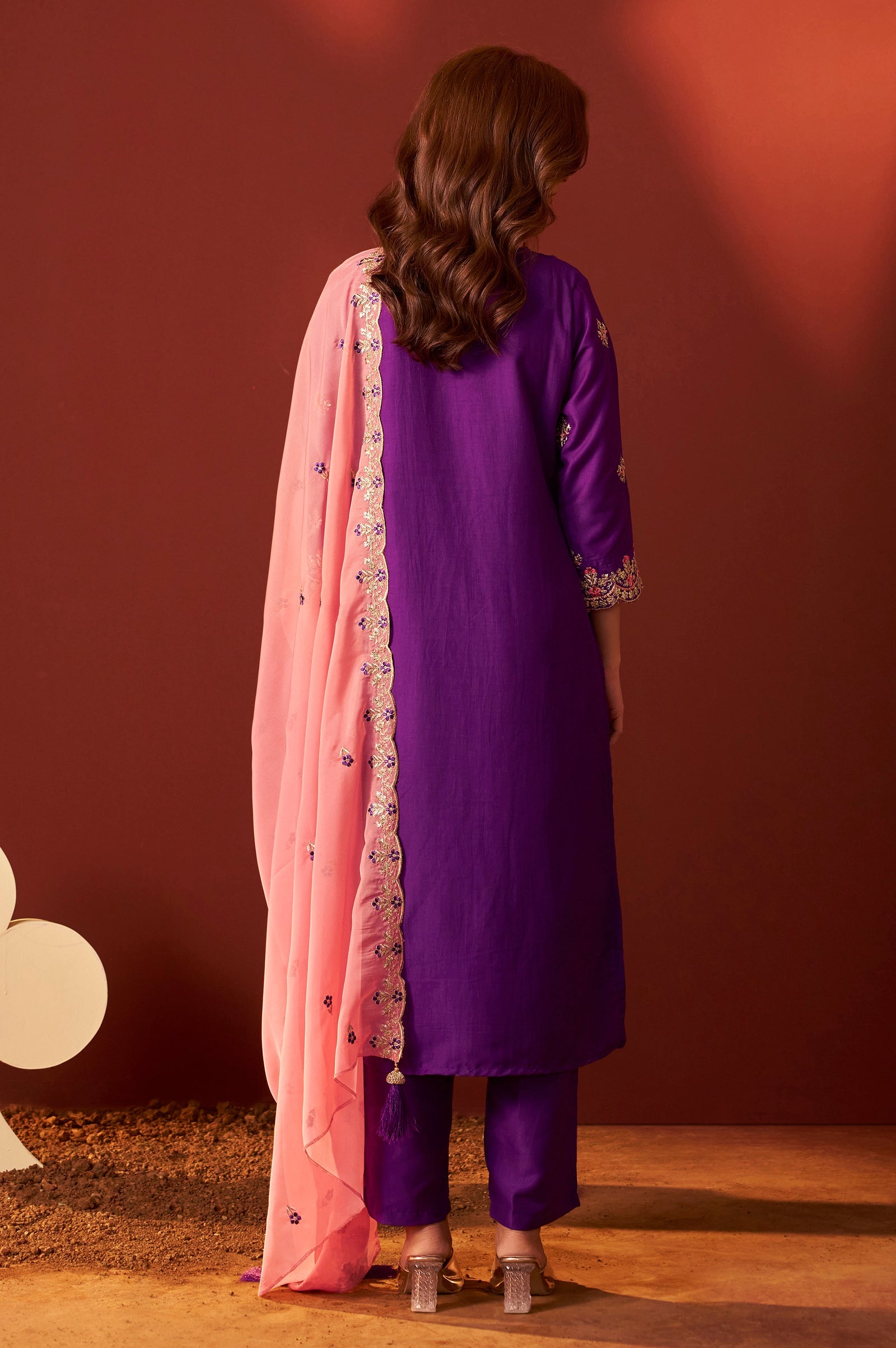 Royal Orchid Embroidered Kurta Set