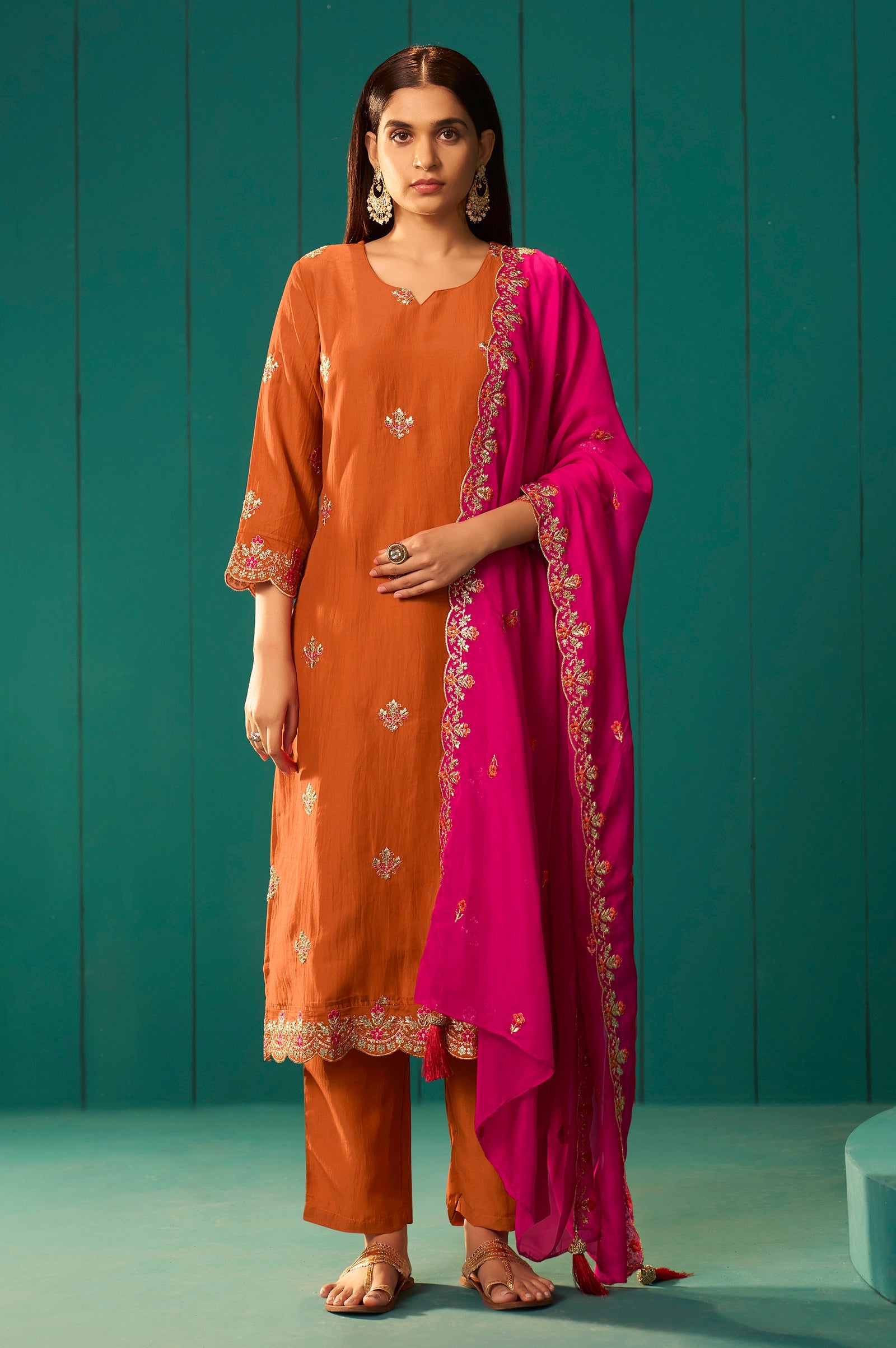 Royal Orchid Embroidered Kurta Set