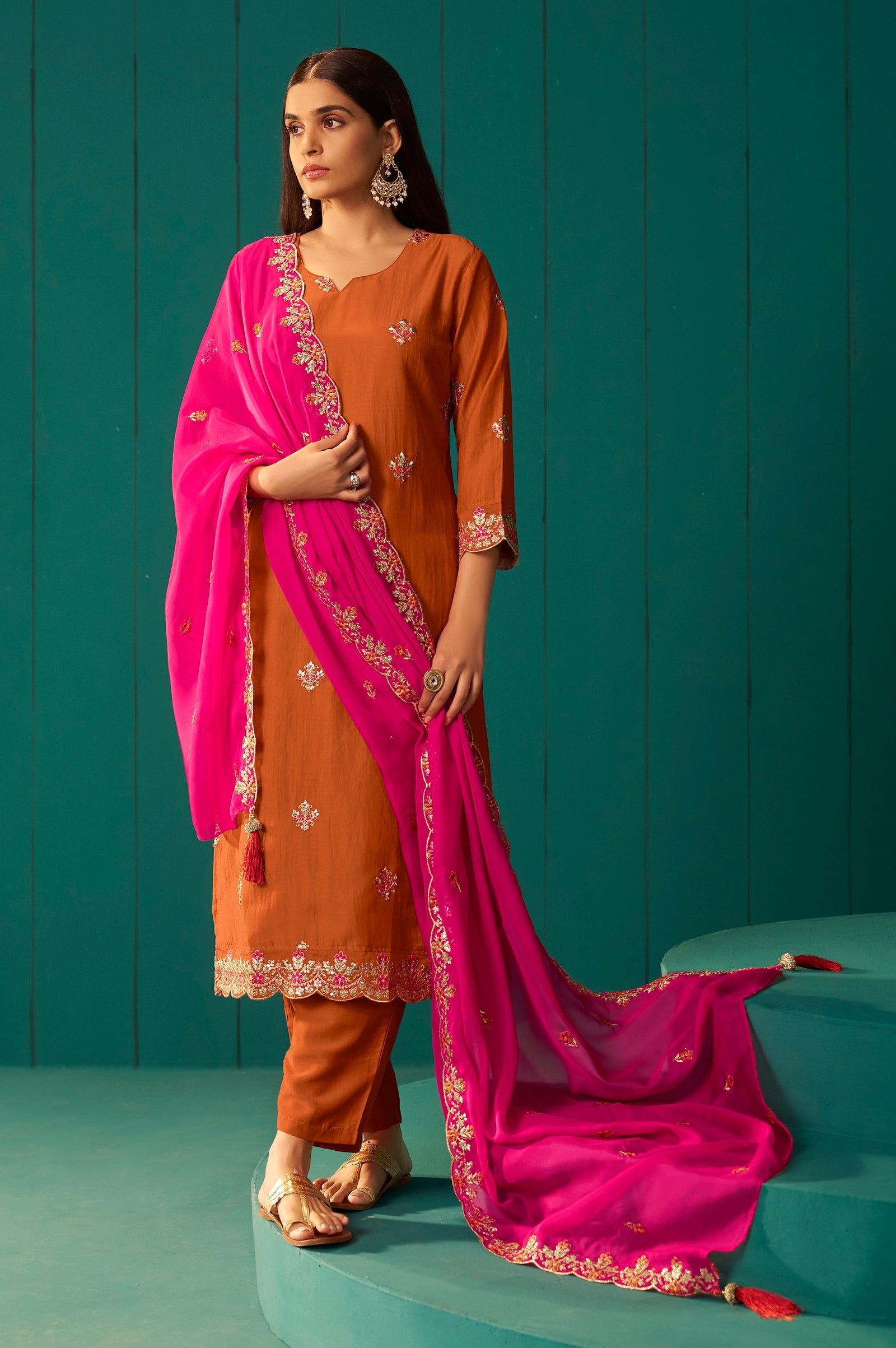 Royal Orchid Embroidered Kurta Set