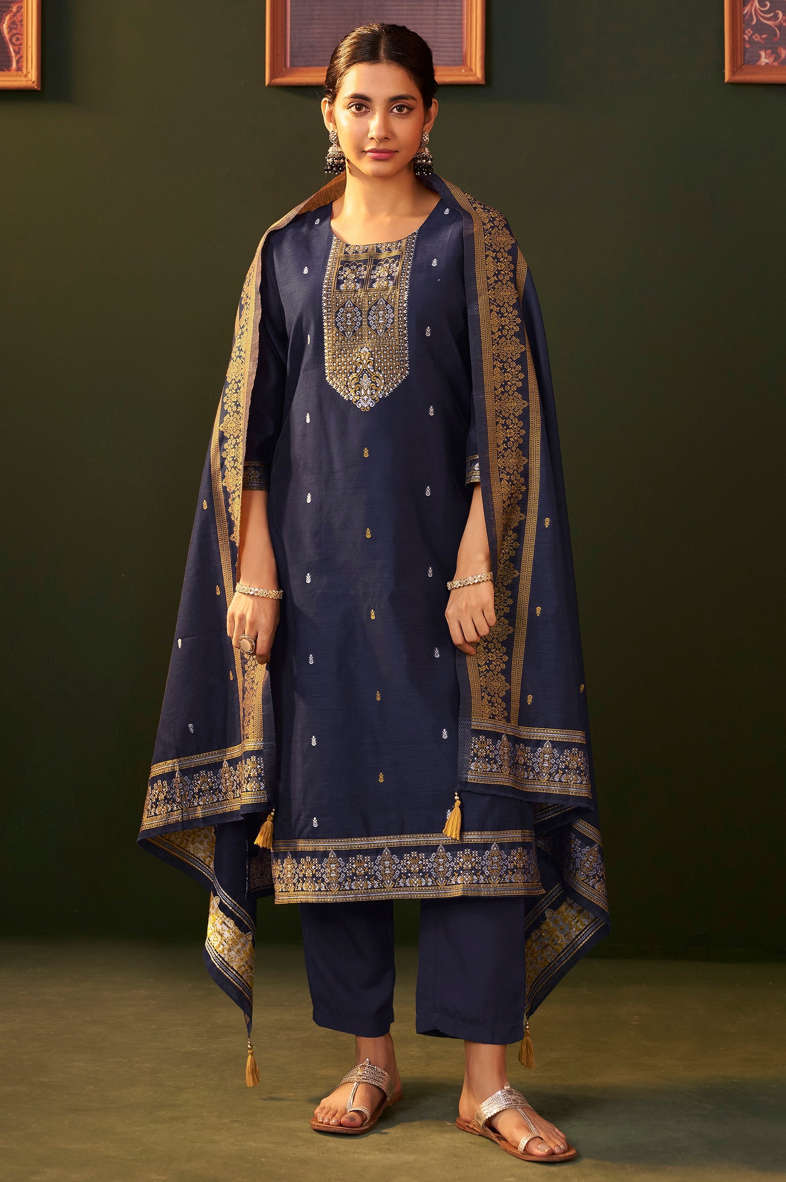 Midnight Royale Jacquard Kurta Set