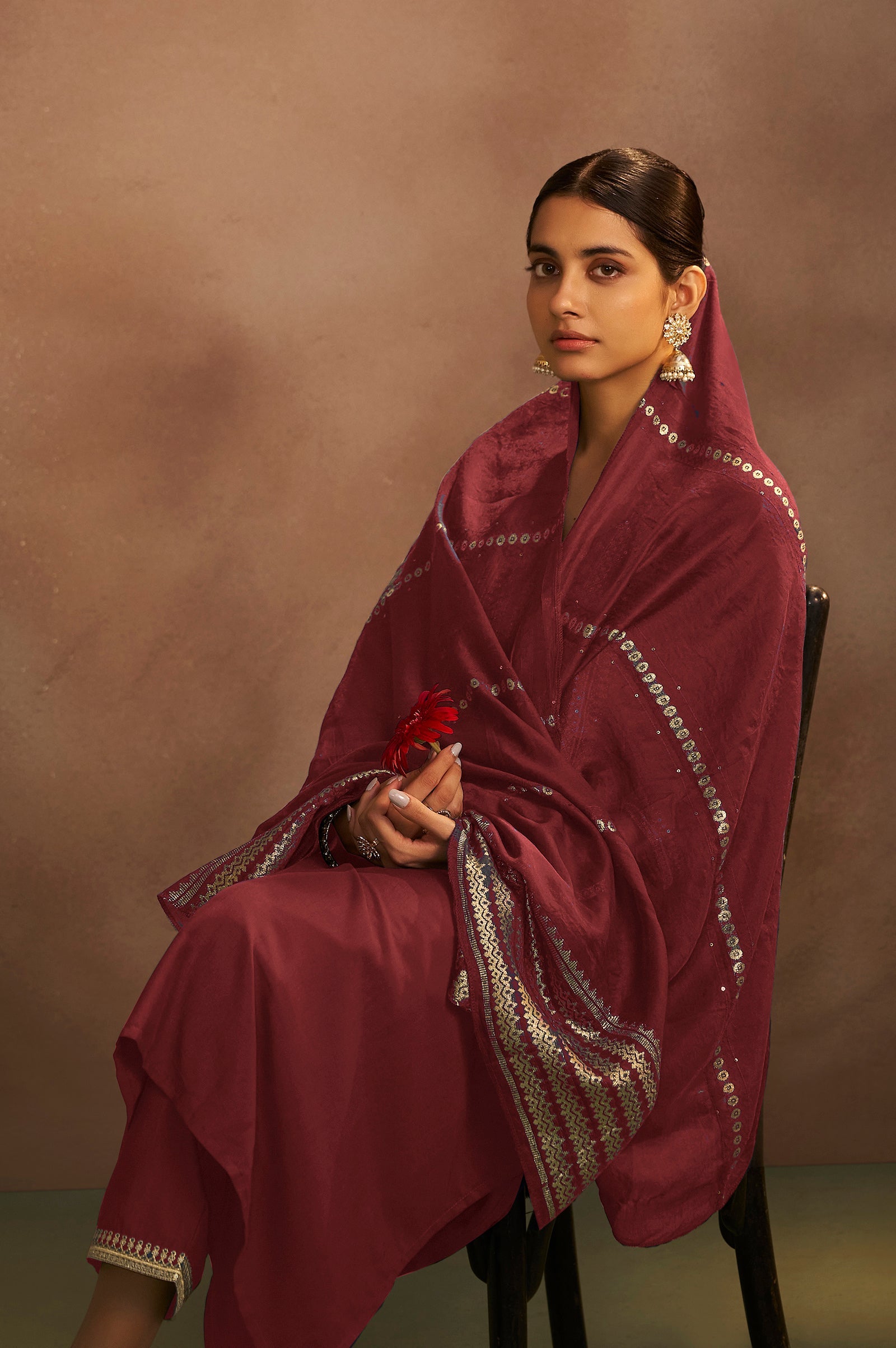 Terracotta Royale Embroidered Kurta Set