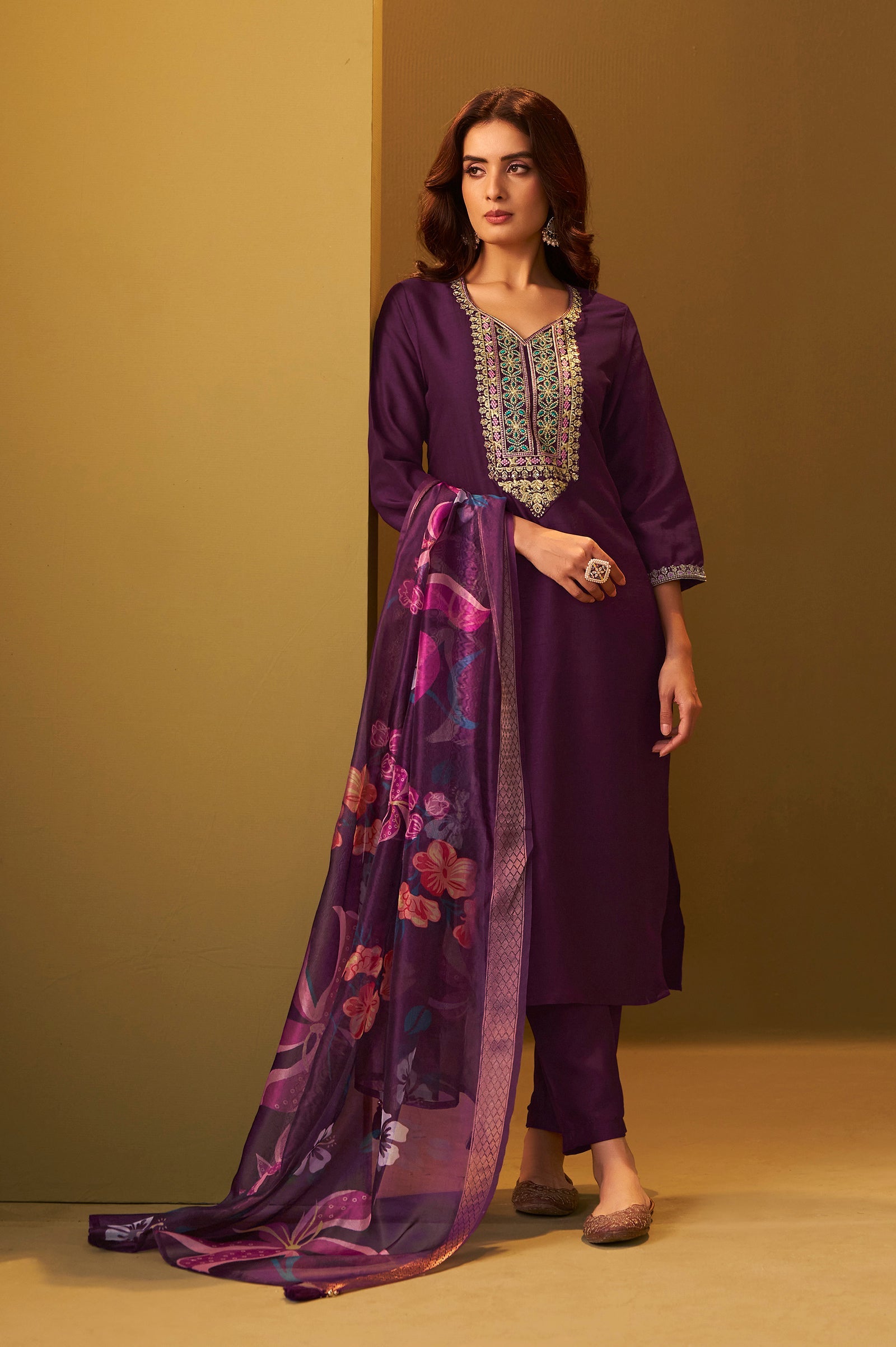 Burgundy Royale Embroidered Kurta Set