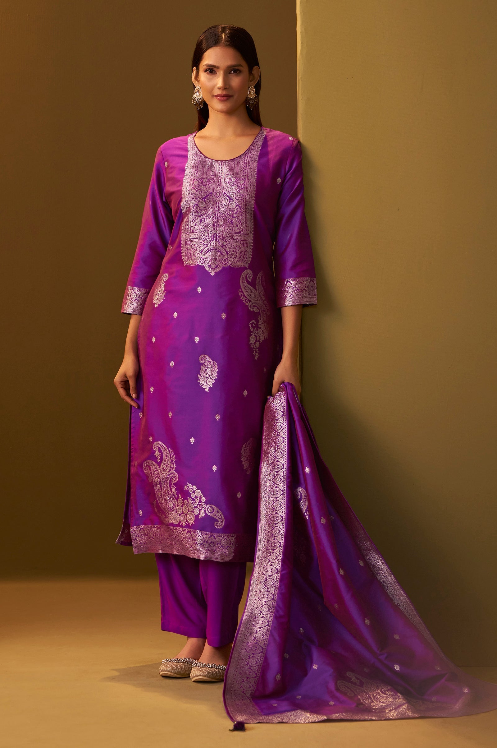 Royal Amethyst Jacquard Kurta Set