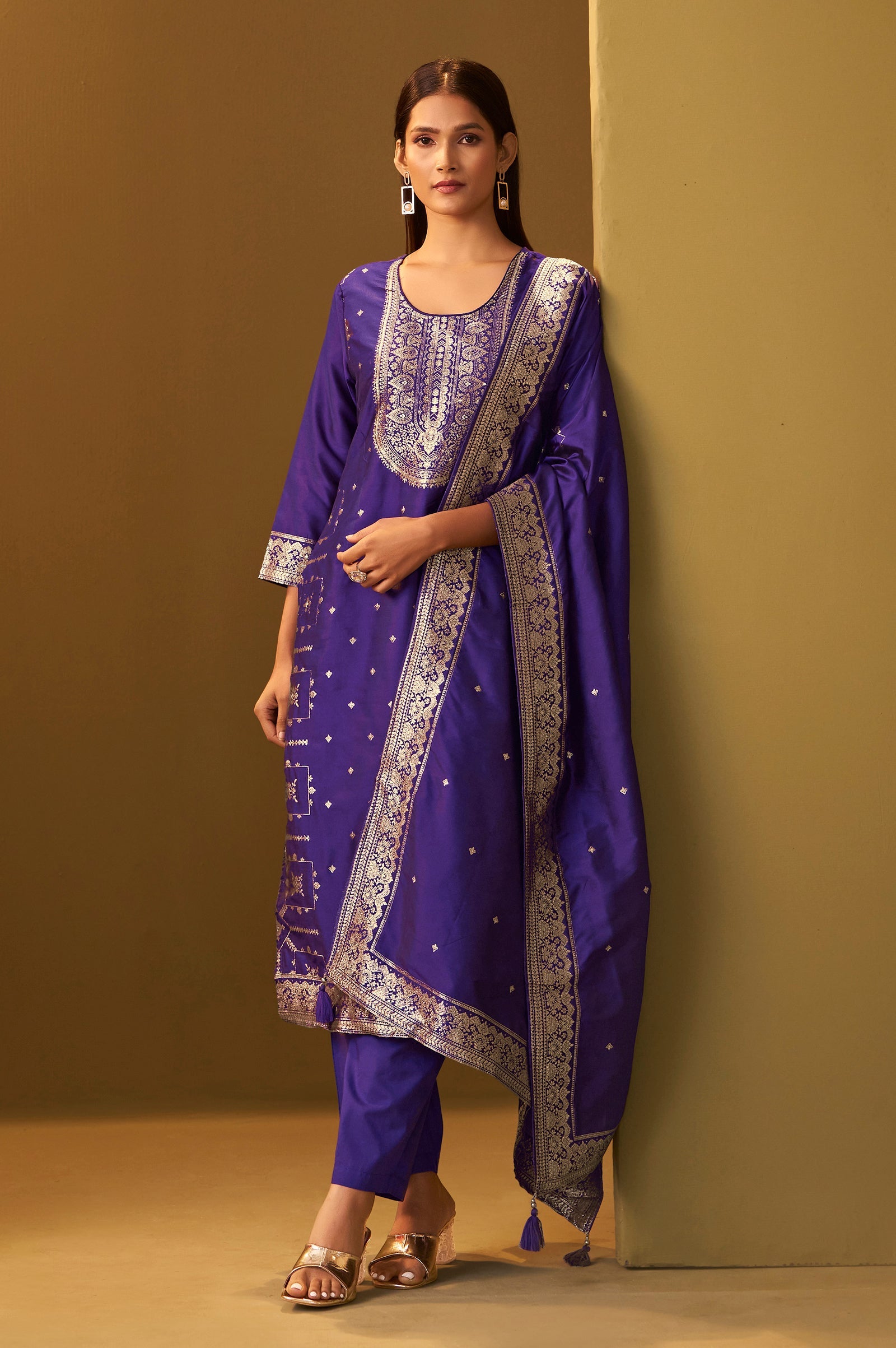 Midnight Royale Jacquard Kurta Set