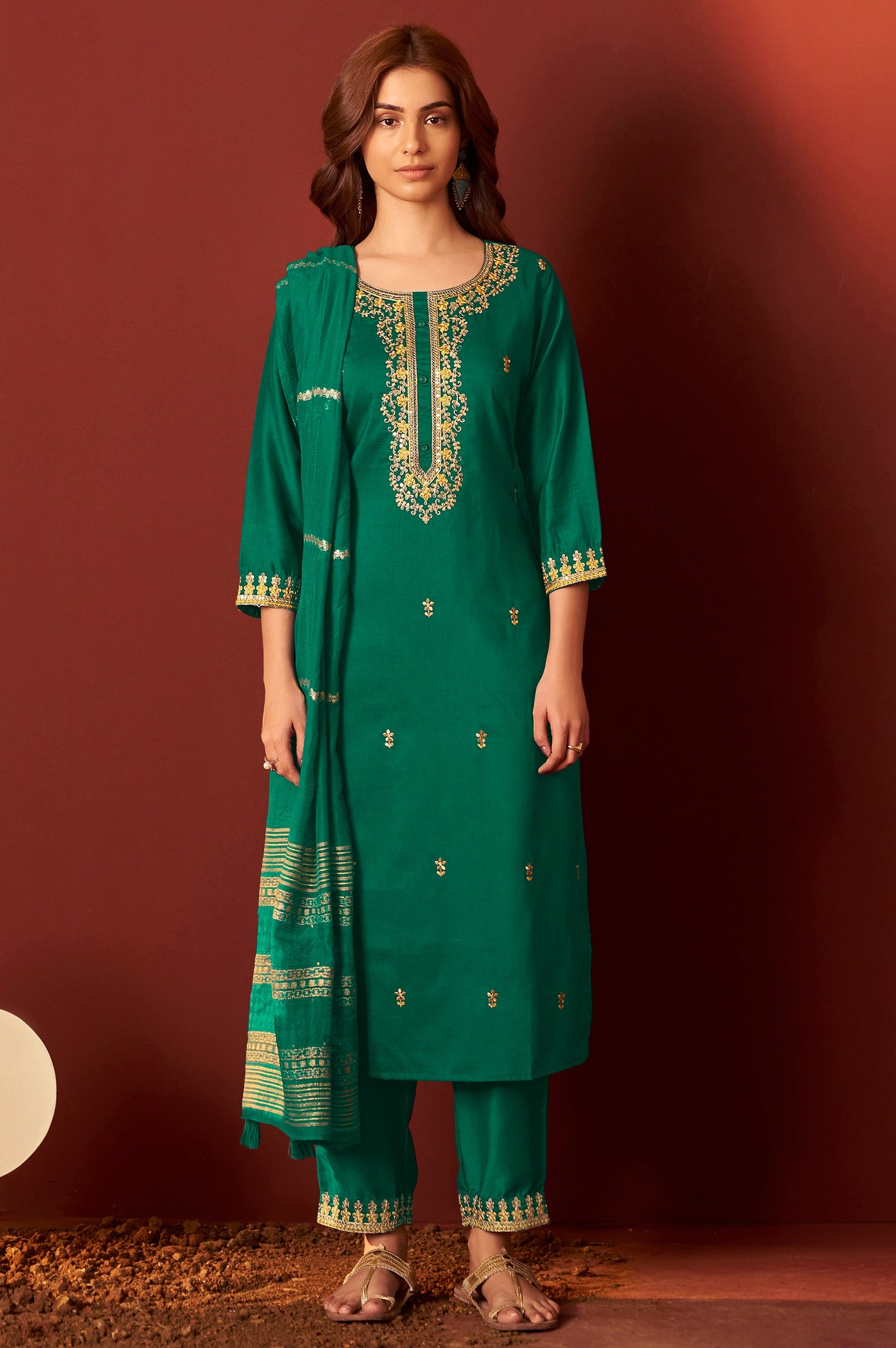 Emerald Royale Embroidered Kurta Set