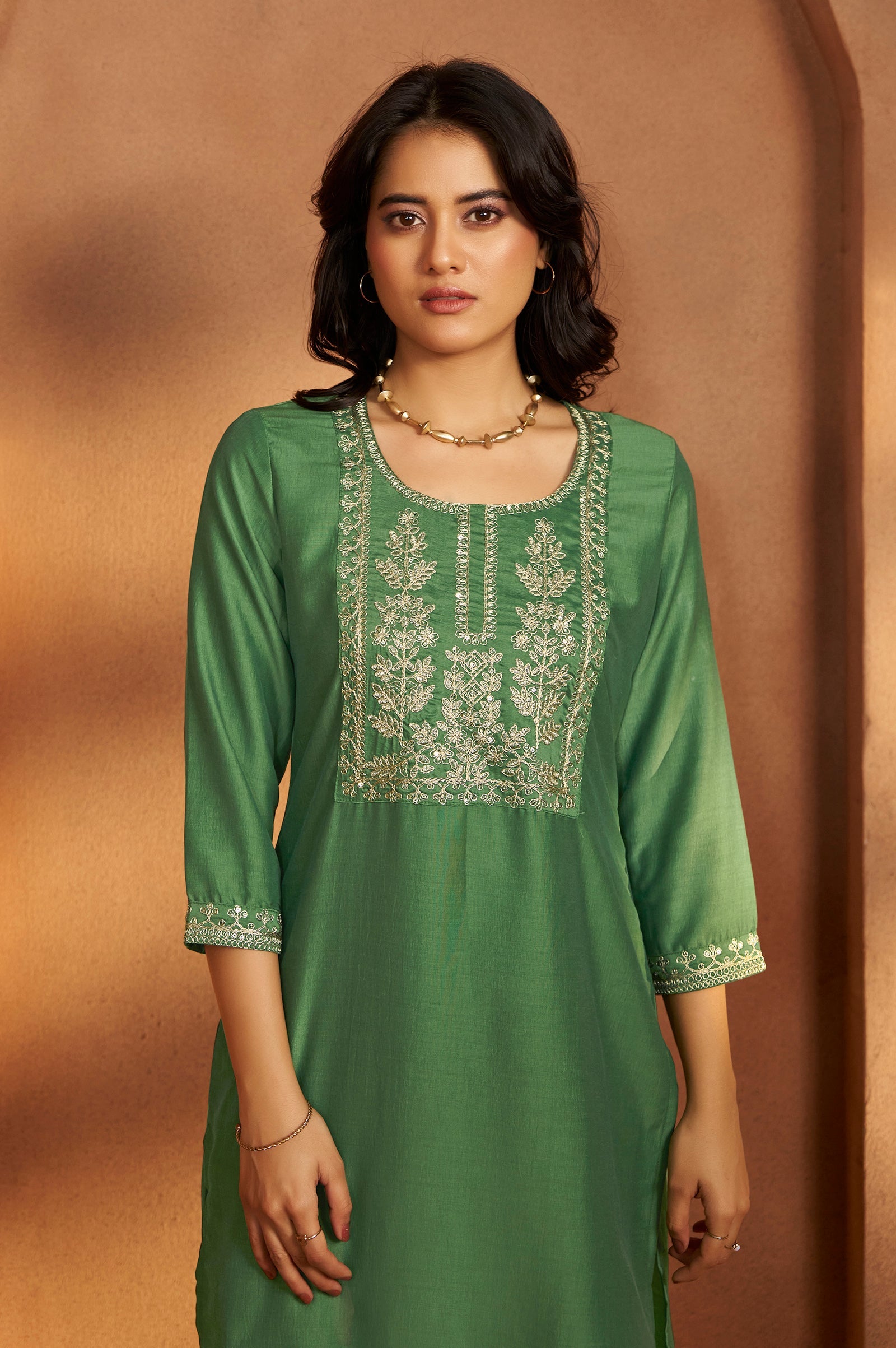 Emerald Royale Embroidered Kurta Set