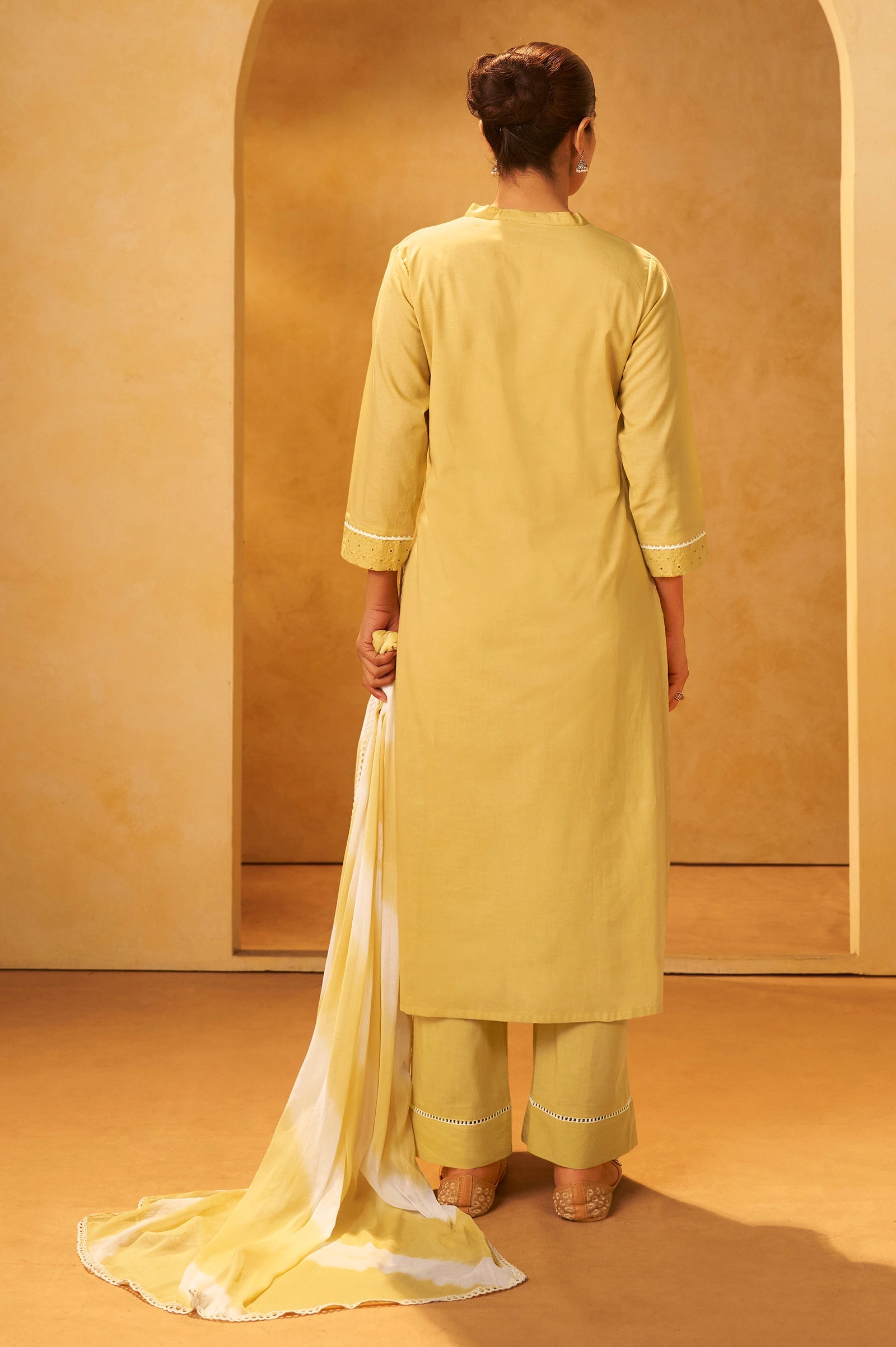 Sunshine Schiffli Embroidered Cotton Kurta Set