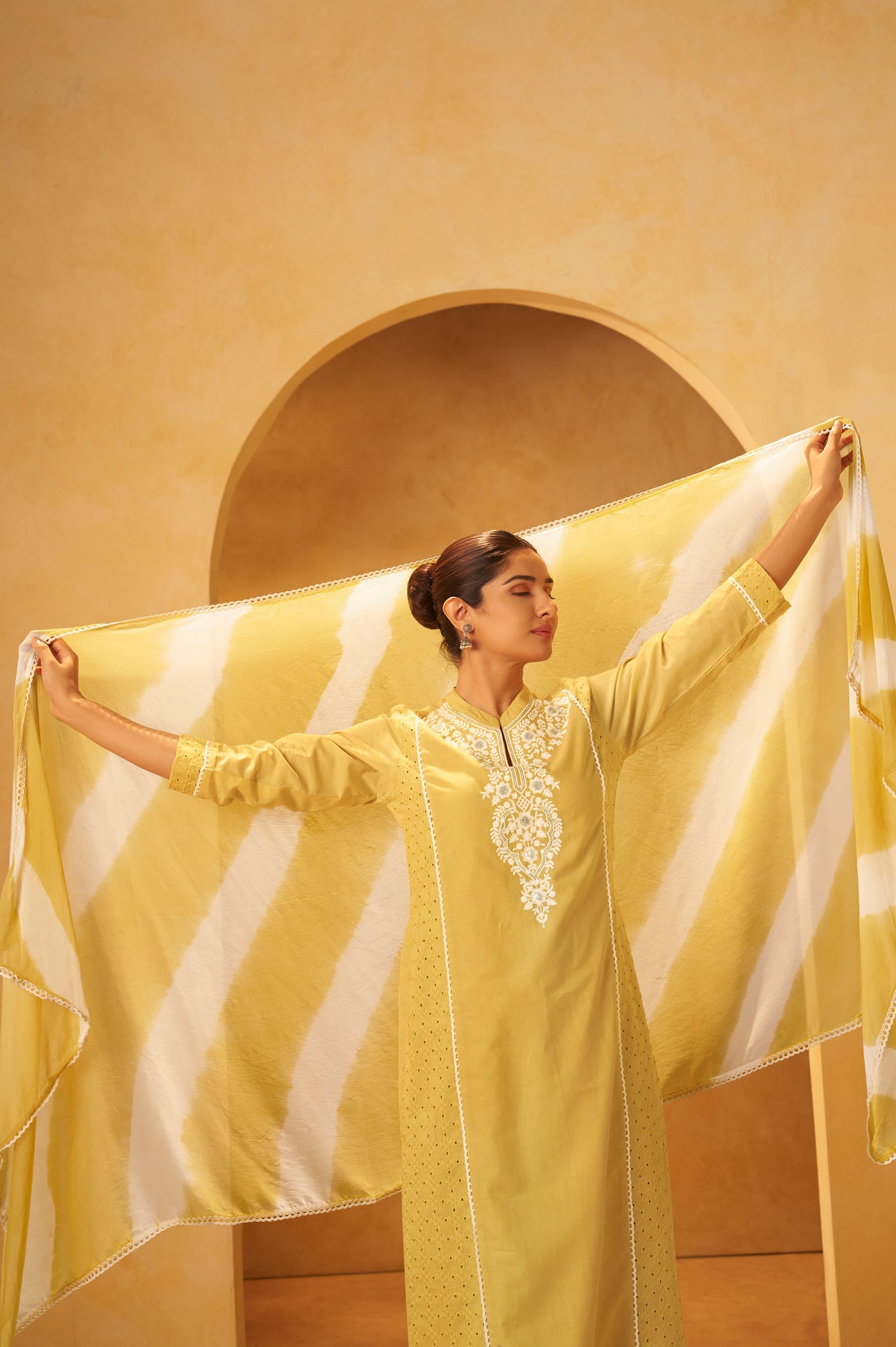 Sunshine Schiffli Embroidered Cotton Kurta Set