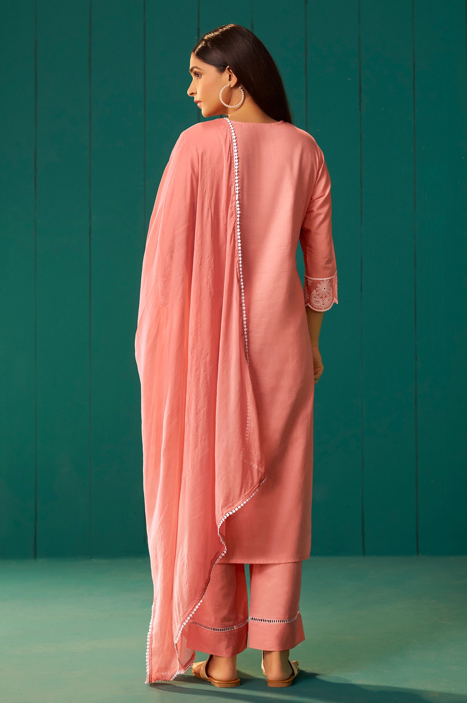 Sunset Bloom Schiffli Kurta Set