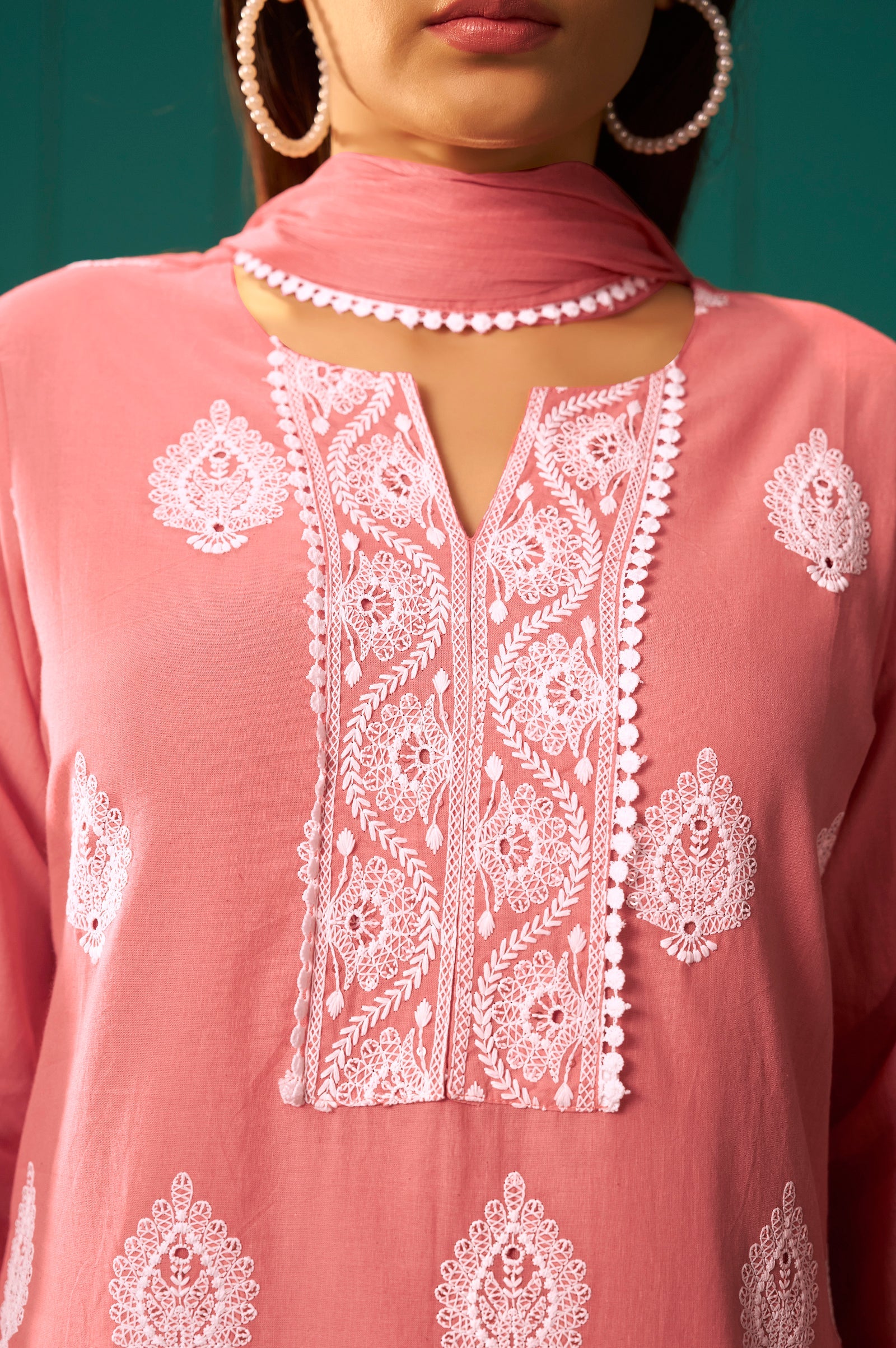 Sunset Bloom Schiffli Kurta Set