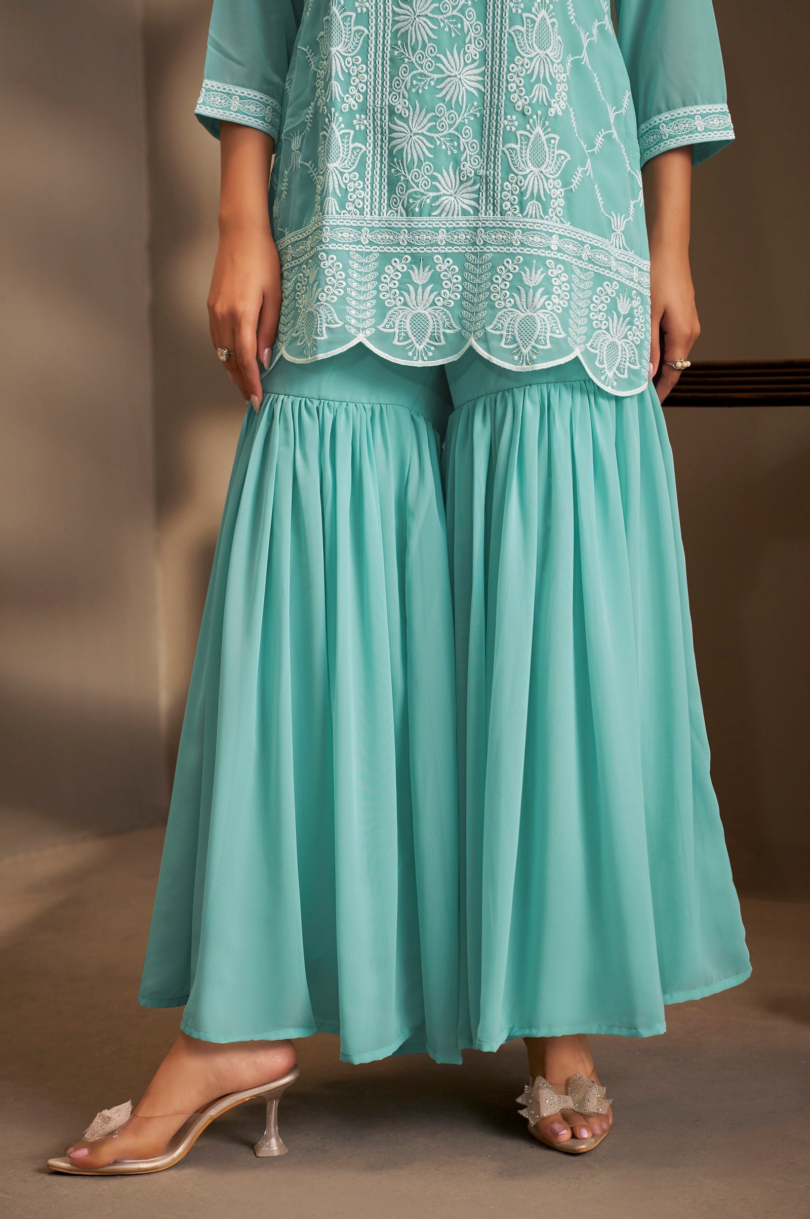 Sky Bloom Schiffli Kurta Set
