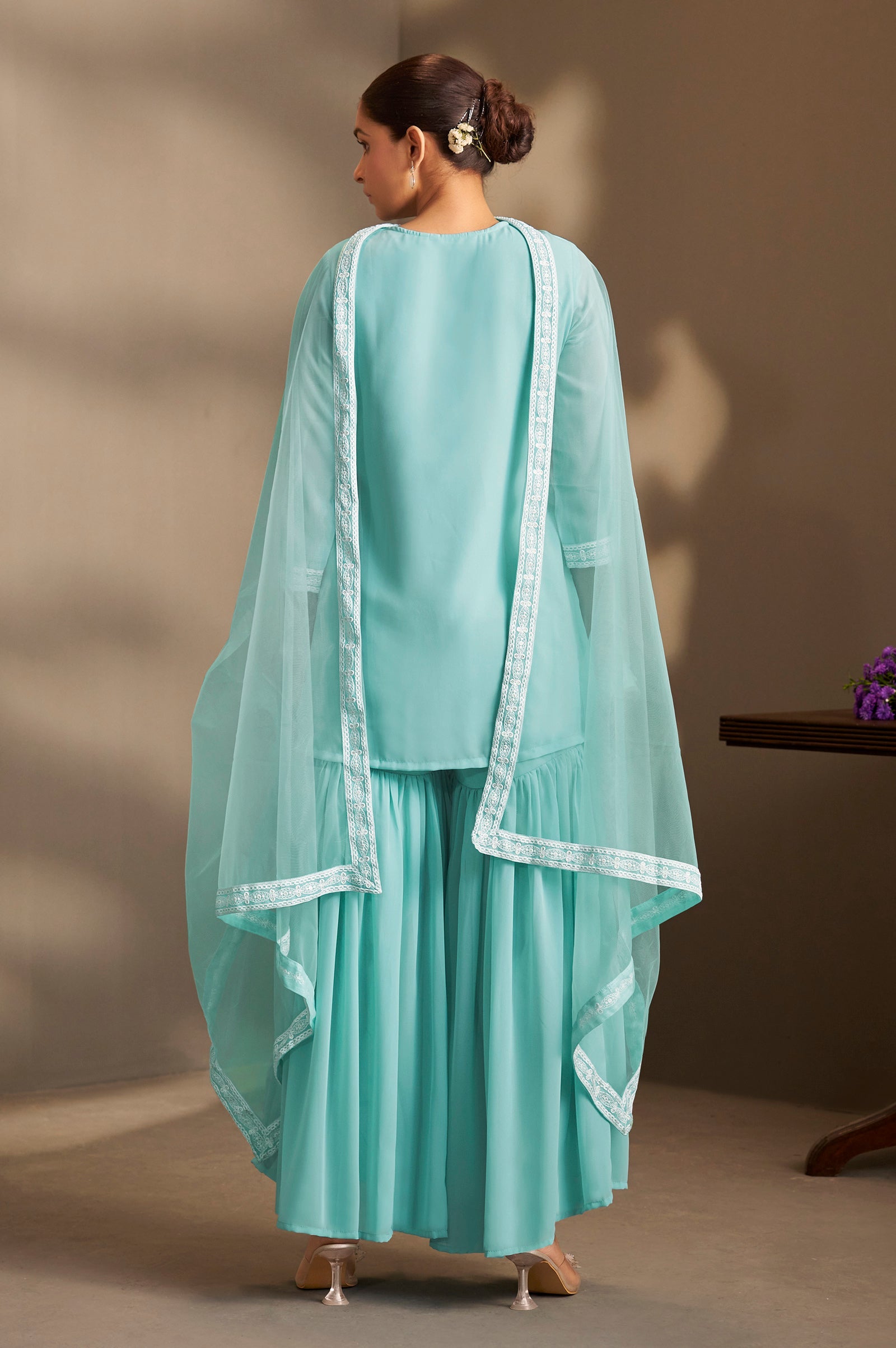 Sky Bloom Schiffli Kurta Set