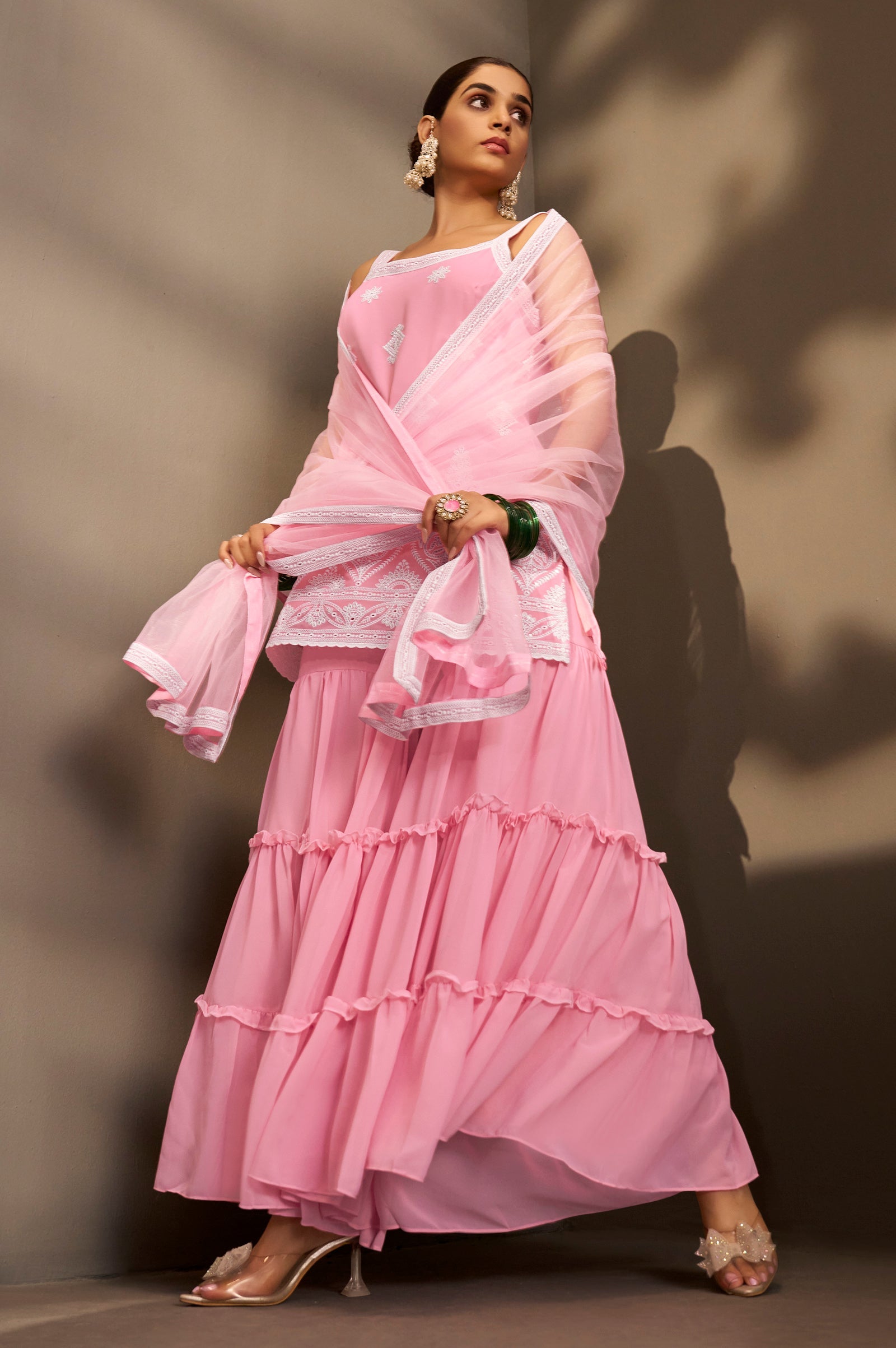 Blush Royale Schiffli Sharara Set