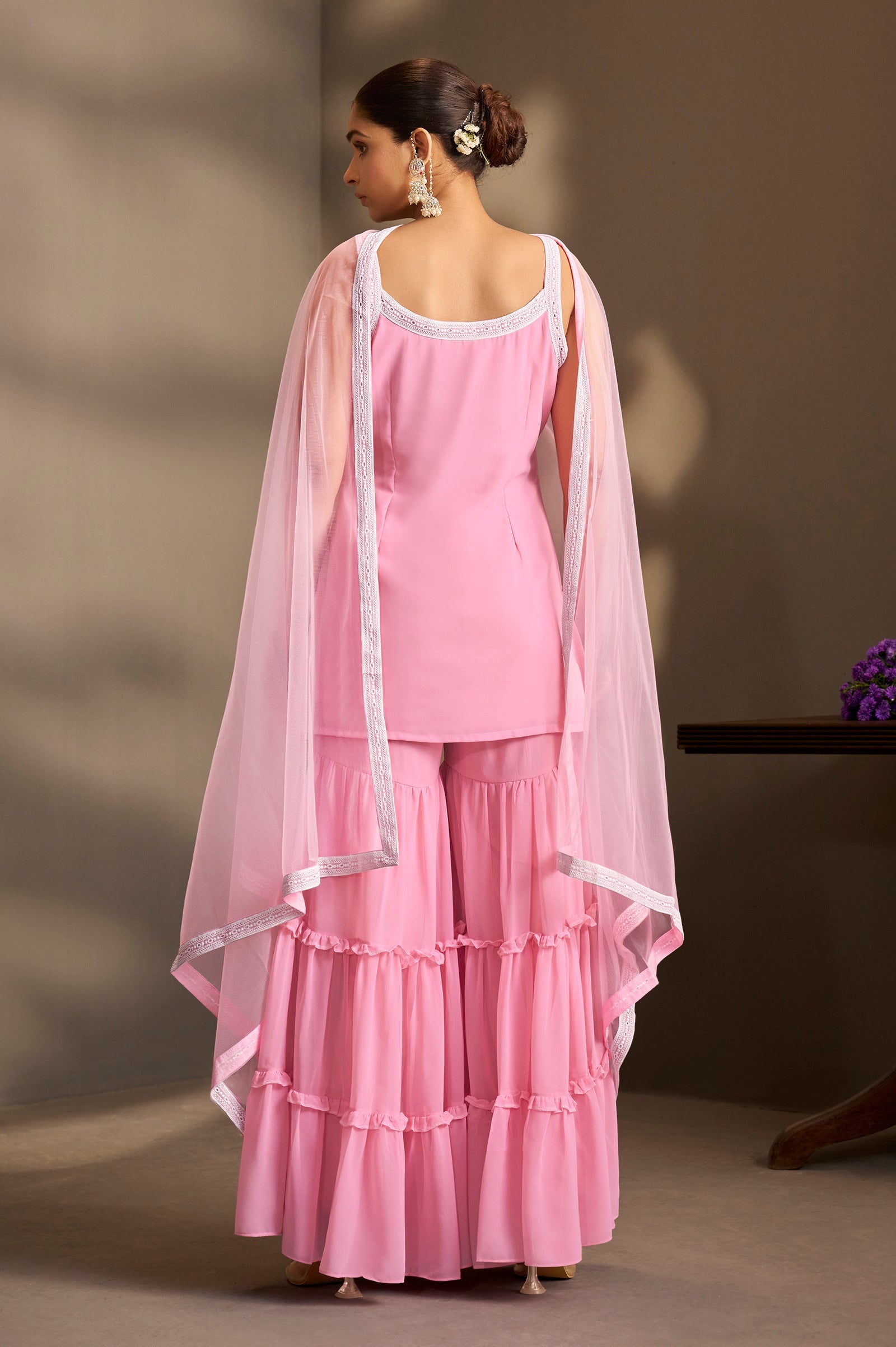 Blush Royale Schiffli Sharara Set