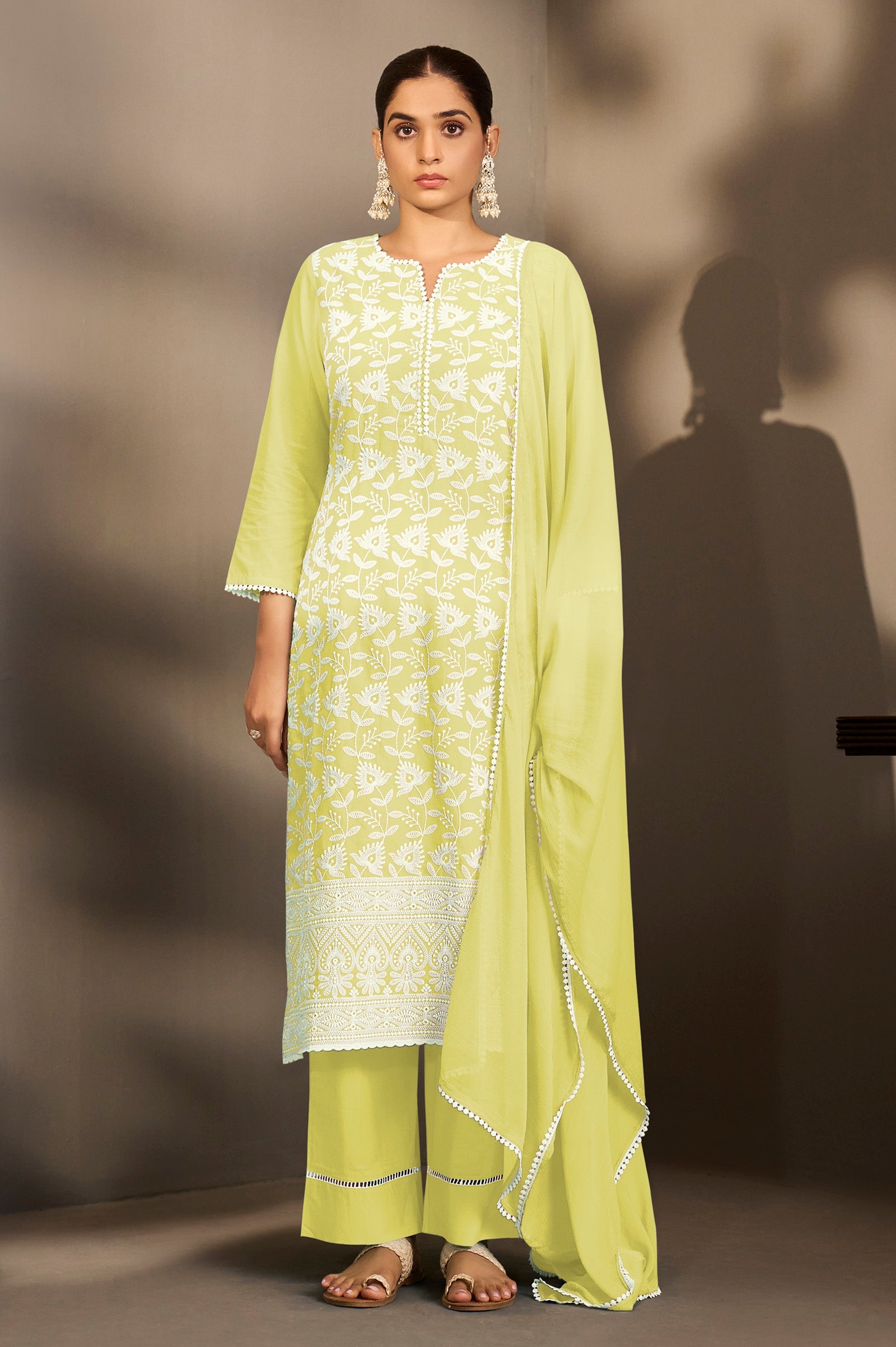 Golden Bloom Schiffli Kurta Set