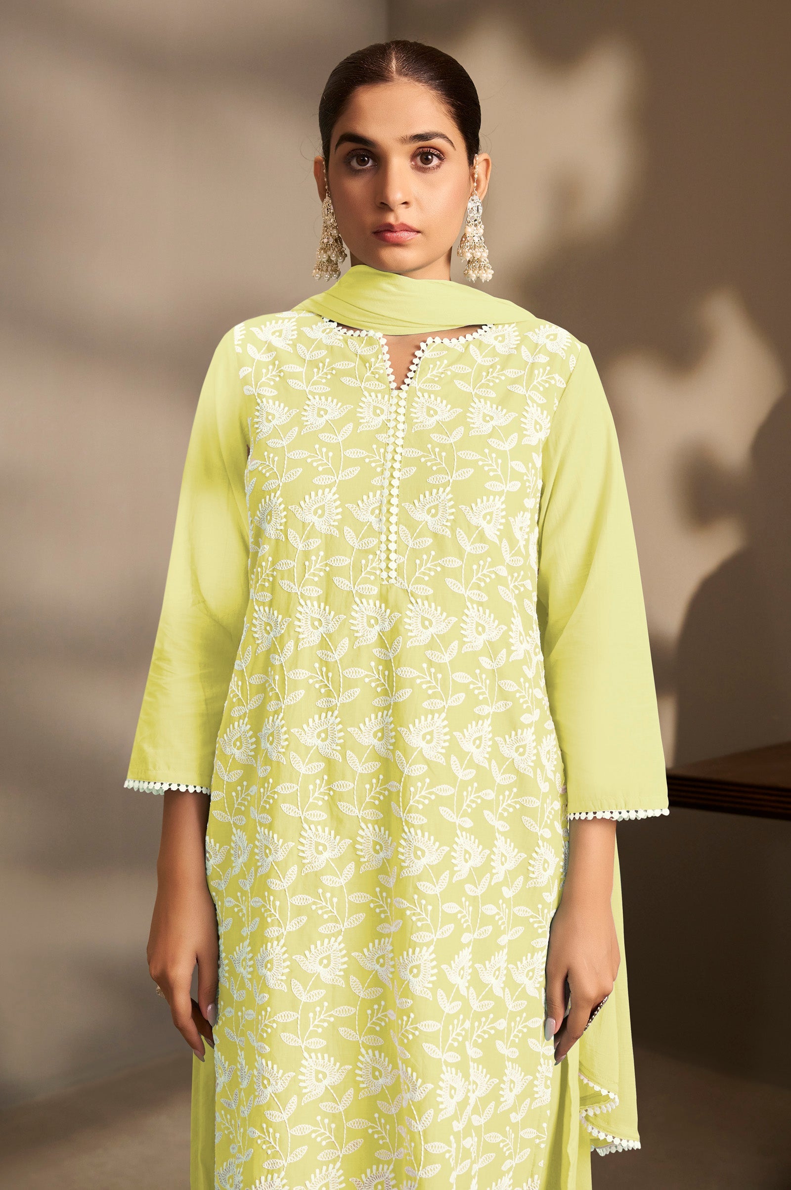Golden Bloom Schiffli Kurta Set