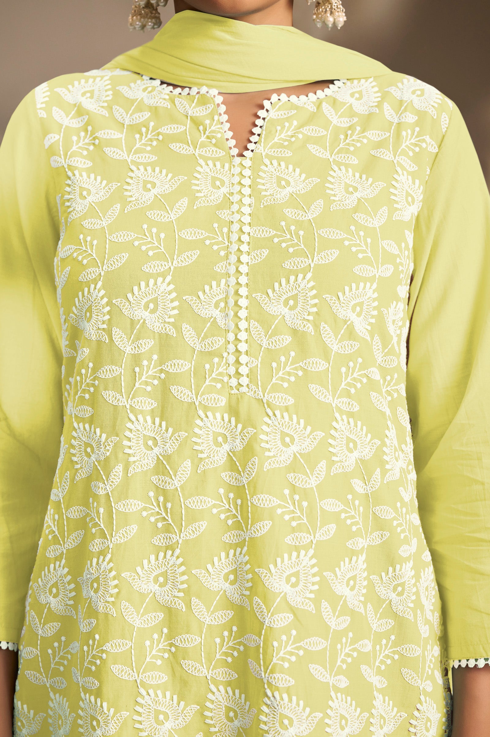 Golden Bloom Schiffli Kurta Set