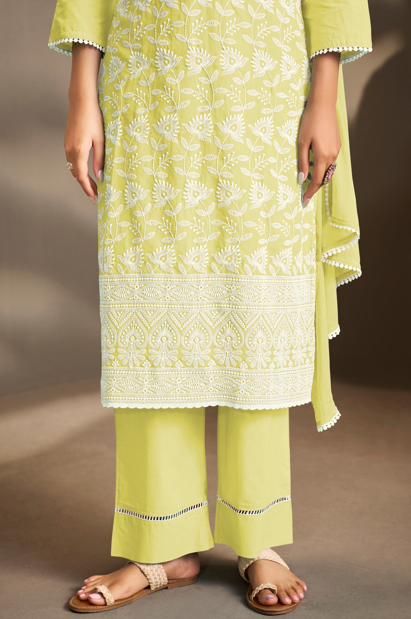 Golden Bloom Schiffli Kurta Set
