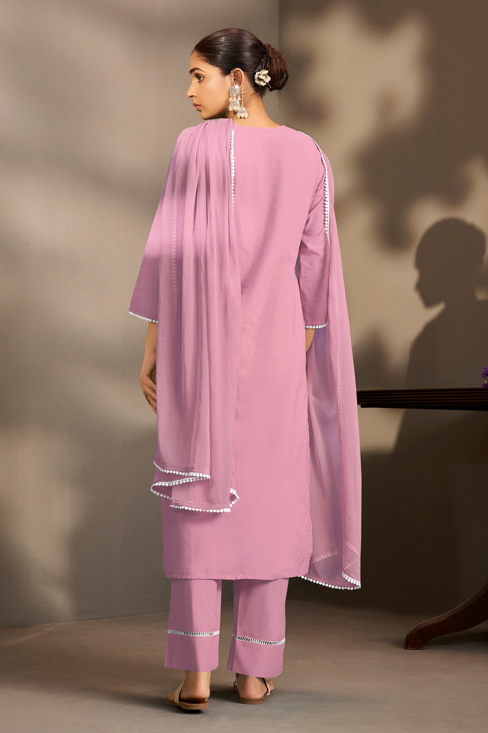 Terracotta Bloom Schiffli Kurta Set