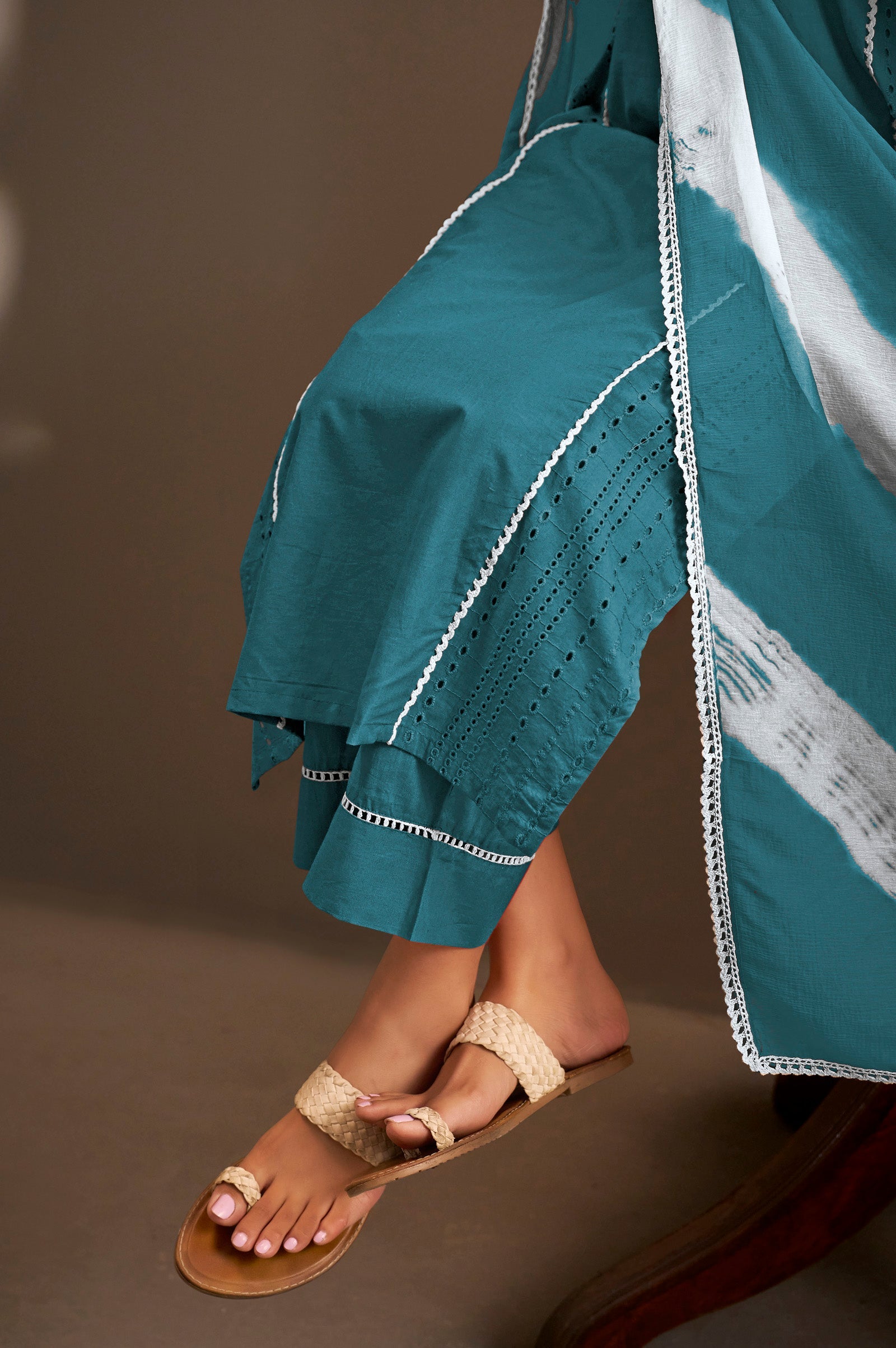 Azure Bloom Schiffli Kurta Set