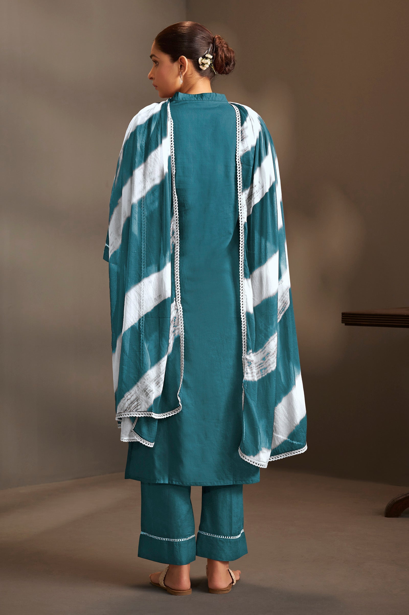 Azure Bloom Schiffli Kurta Set