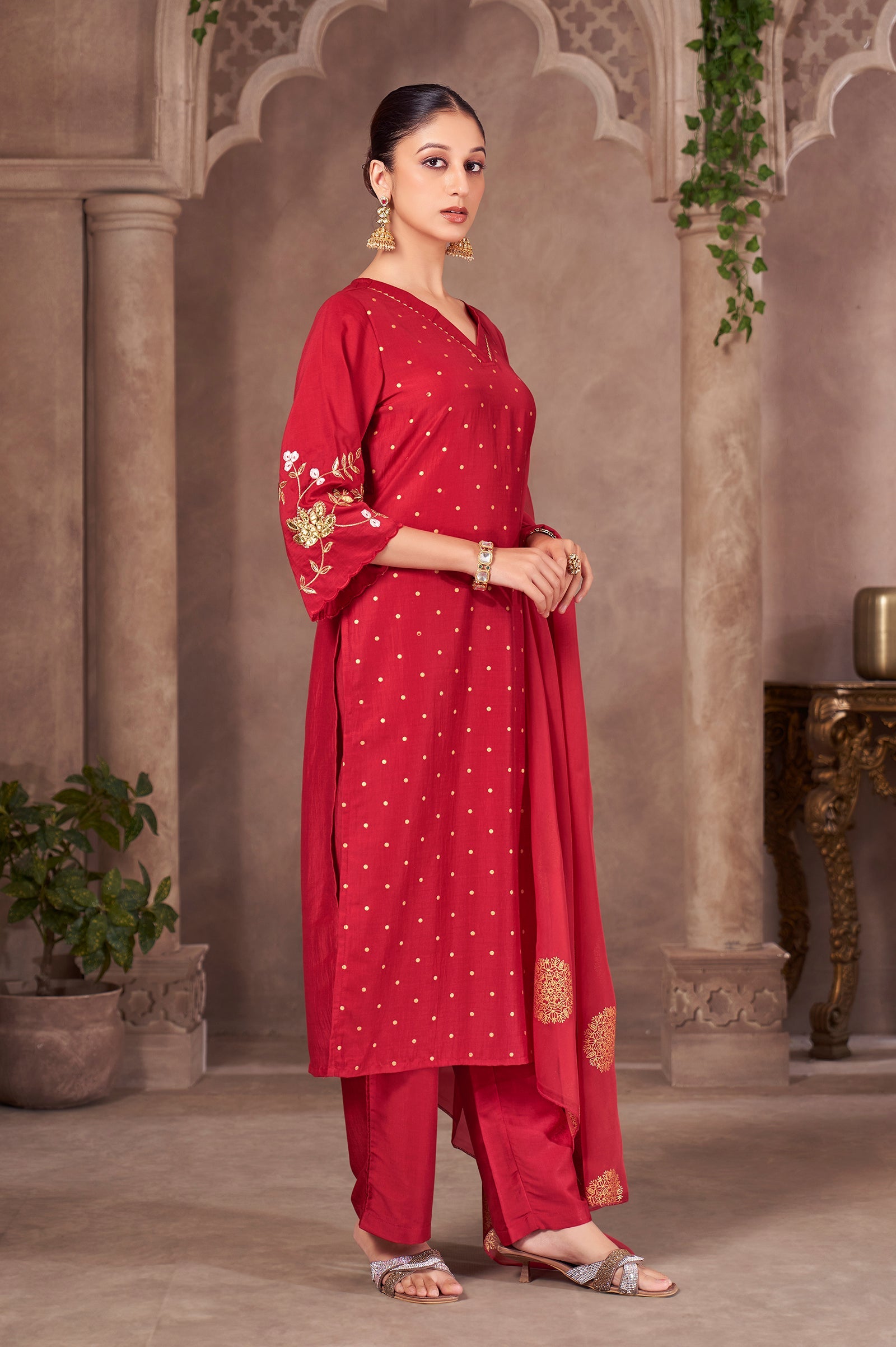 Ruby Royale Chinnon Embroidered Kurta Set