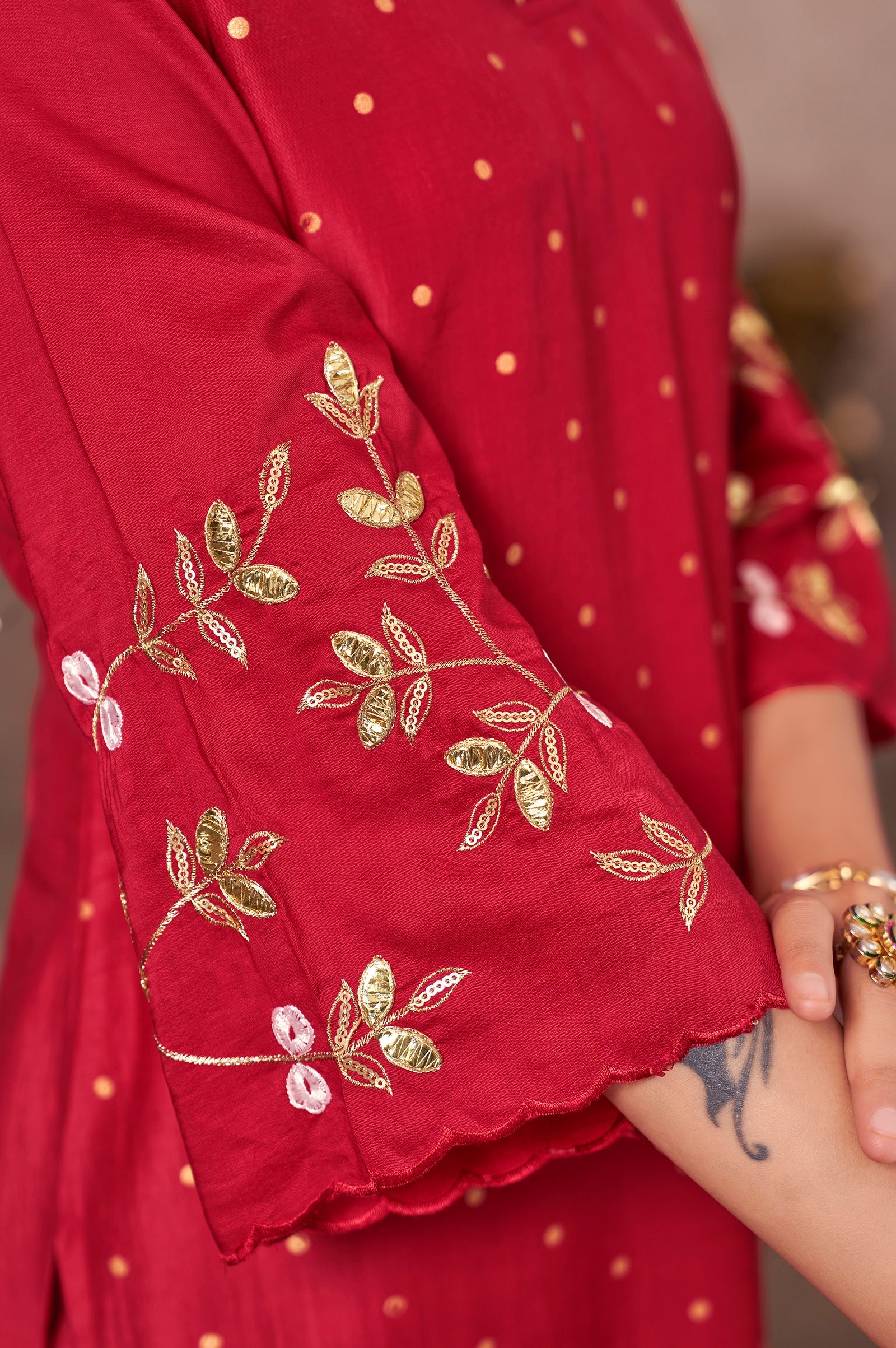 Ruby Royale Chinnon Embroidered Kurta Set