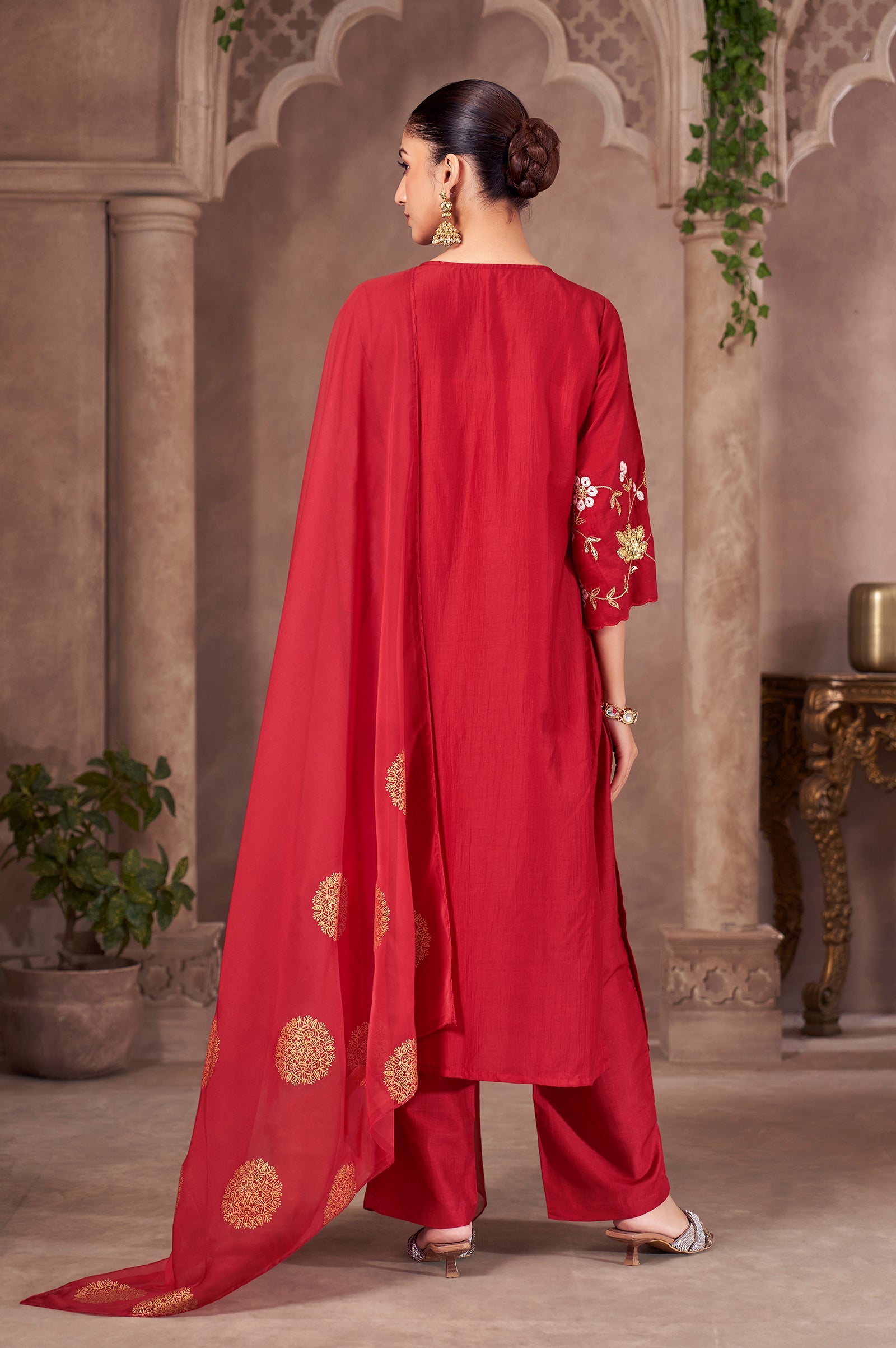 Ruby Royale Chinnon Embroidered Kurta Set