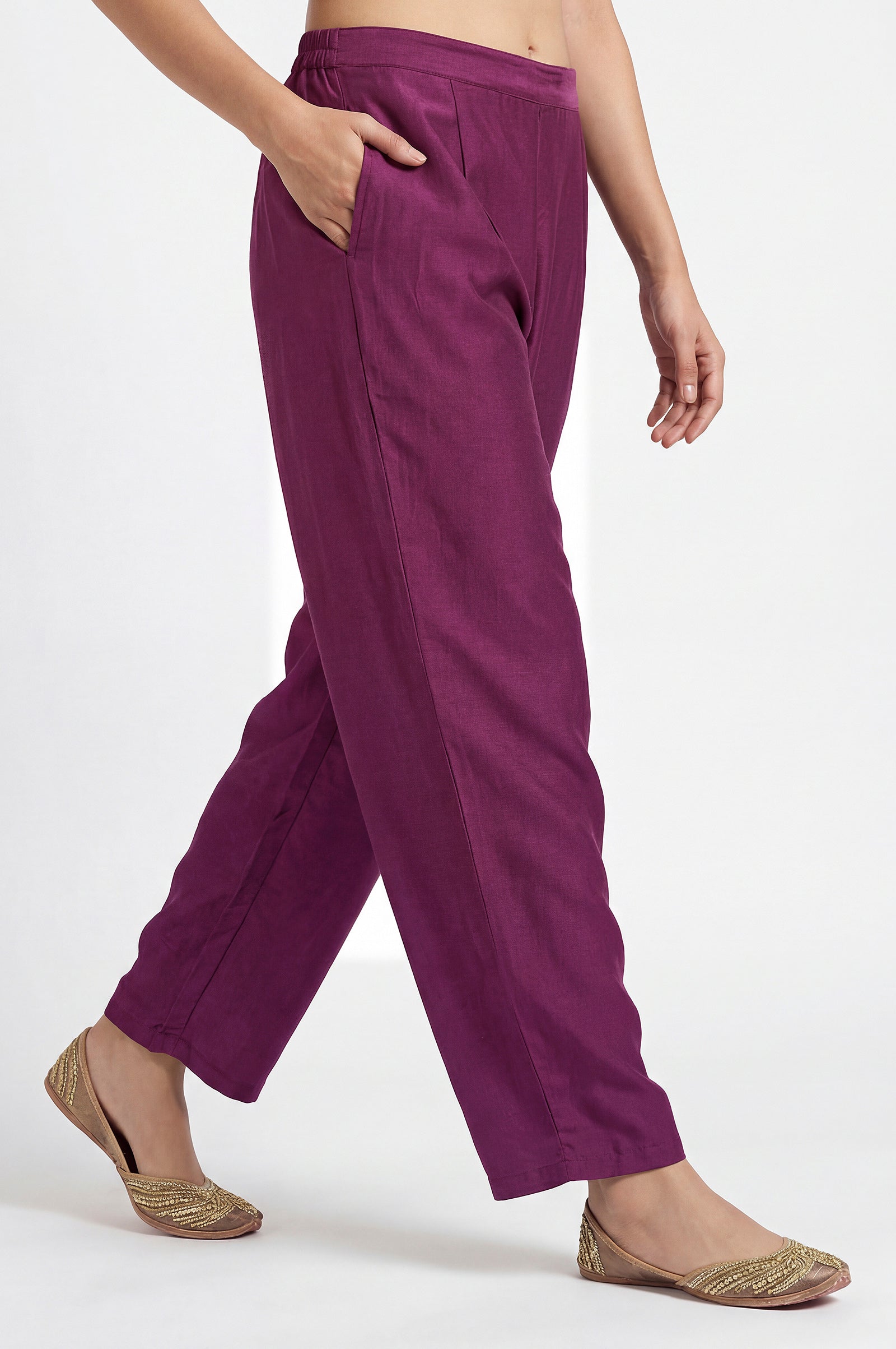 Wine Royale Chinnon Embroidered A-Line Kurta Set