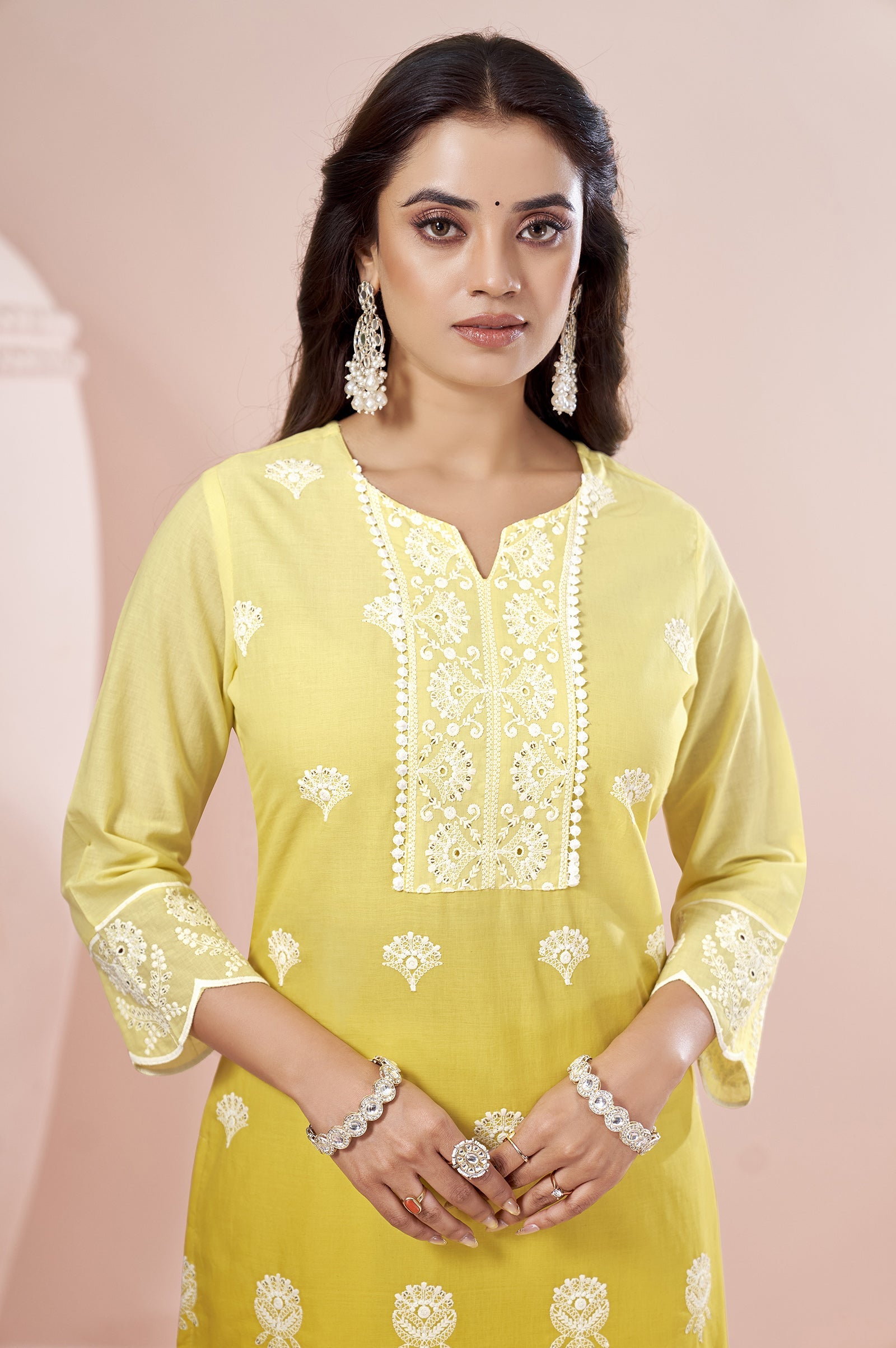 Sunshine Ombre Schiffli Embroidered Cotton Kurta Set