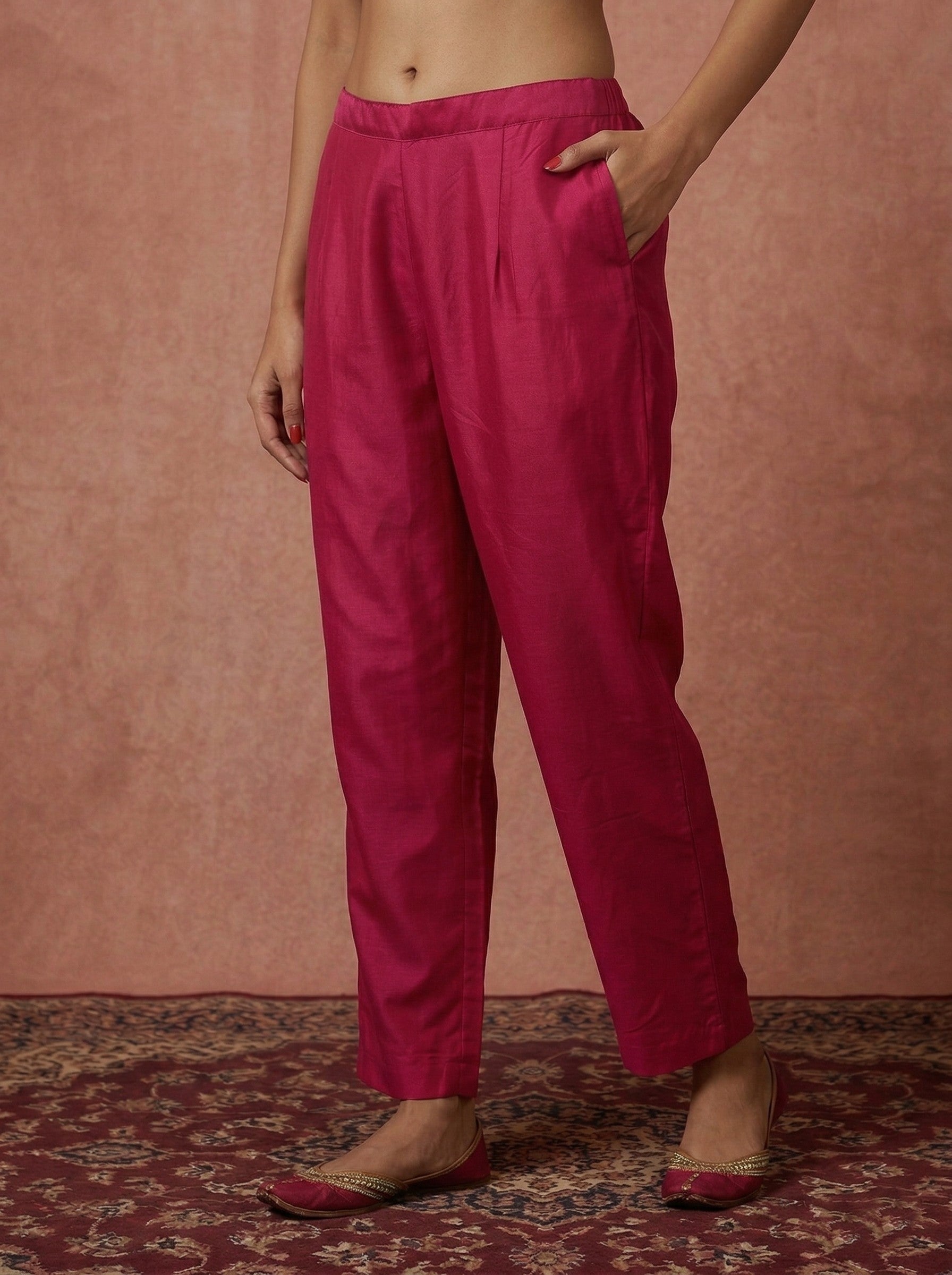 Sunset Bloom Chinnon Embroidered A-Line Kurta Set