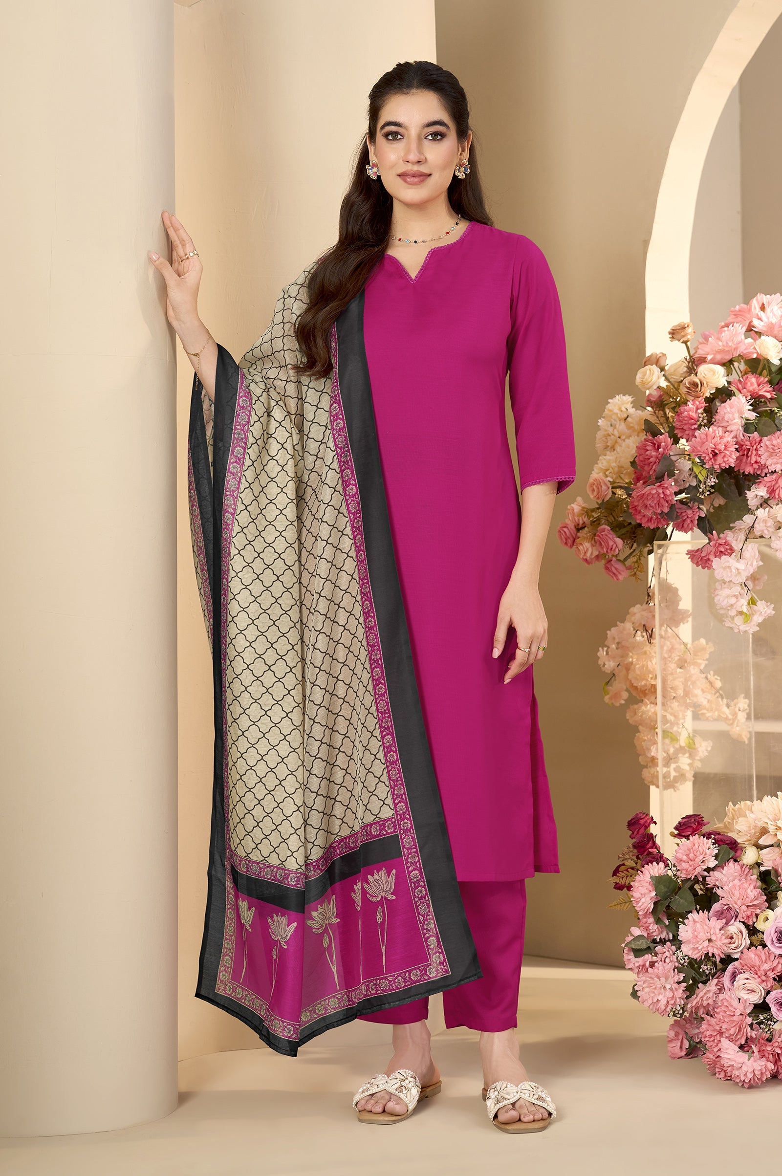 Midnight Grace Cotton Blend Printed Kurta Set