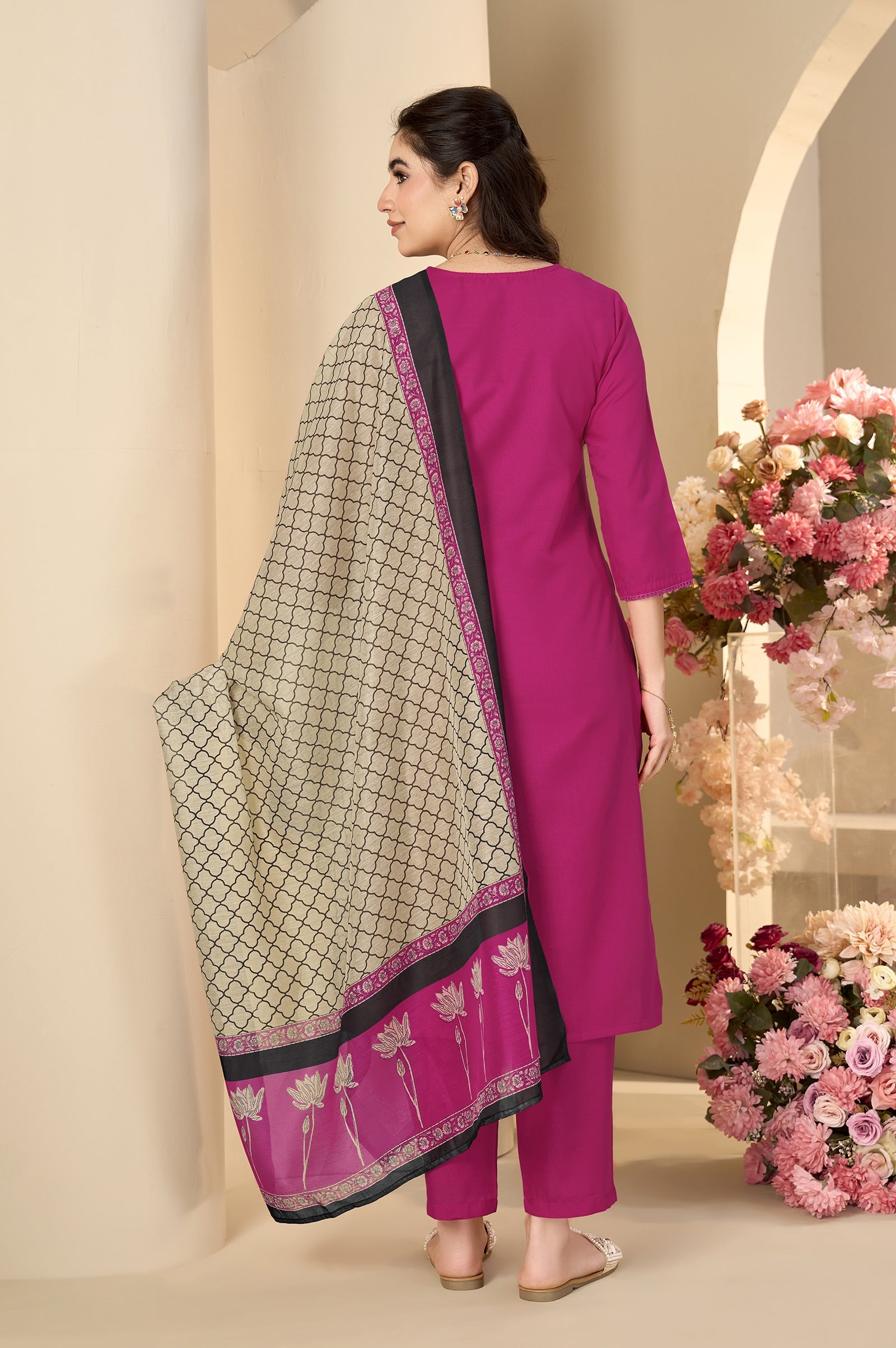 Midnight Grace Cotton Blend Printed Kurta Set