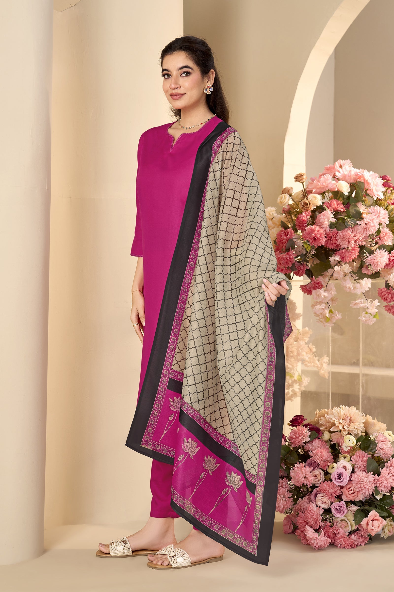 Midnight Grace Cotton Blend Printed Kurta Set
