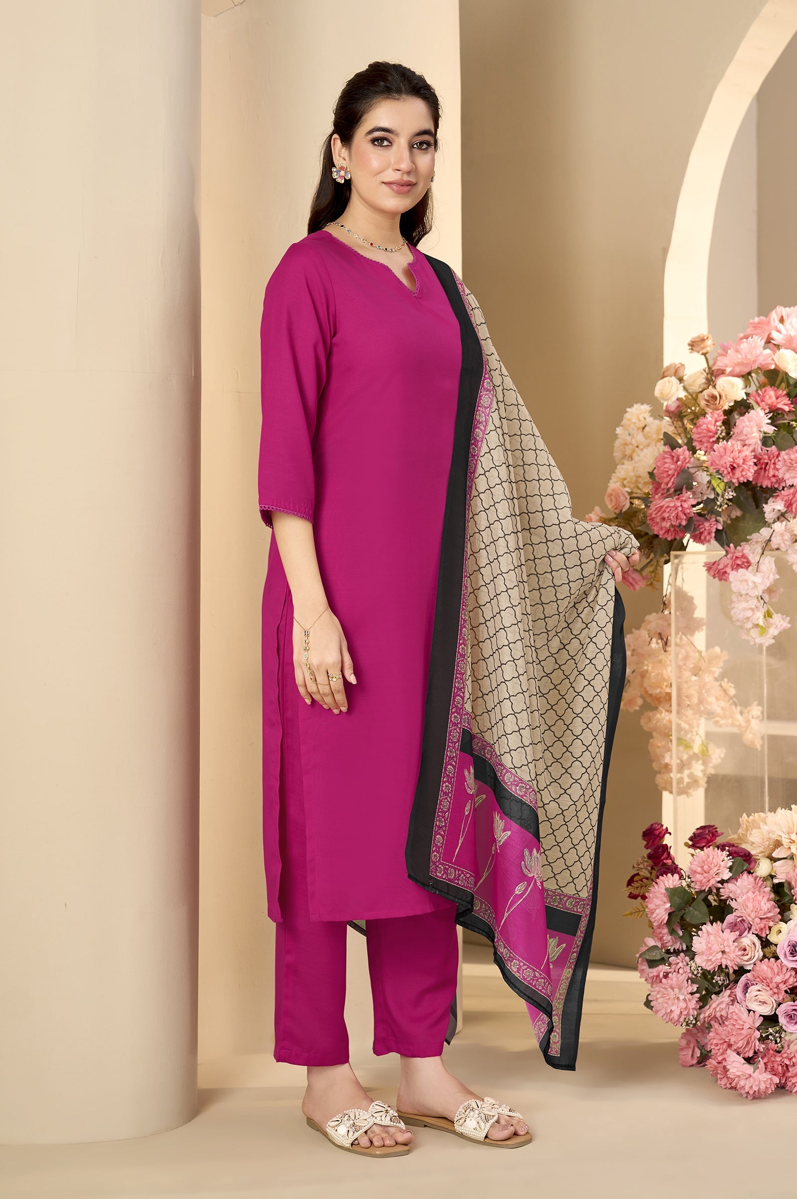 Midnight Grace Cotton Blend Printed Kurta Set