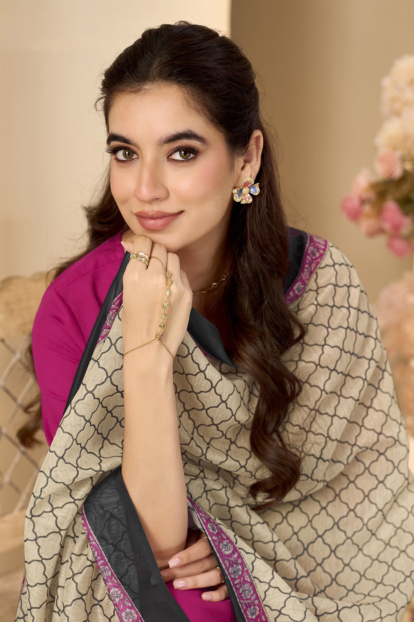 Midnight Grace Cotton Blend Printed Kurta Set