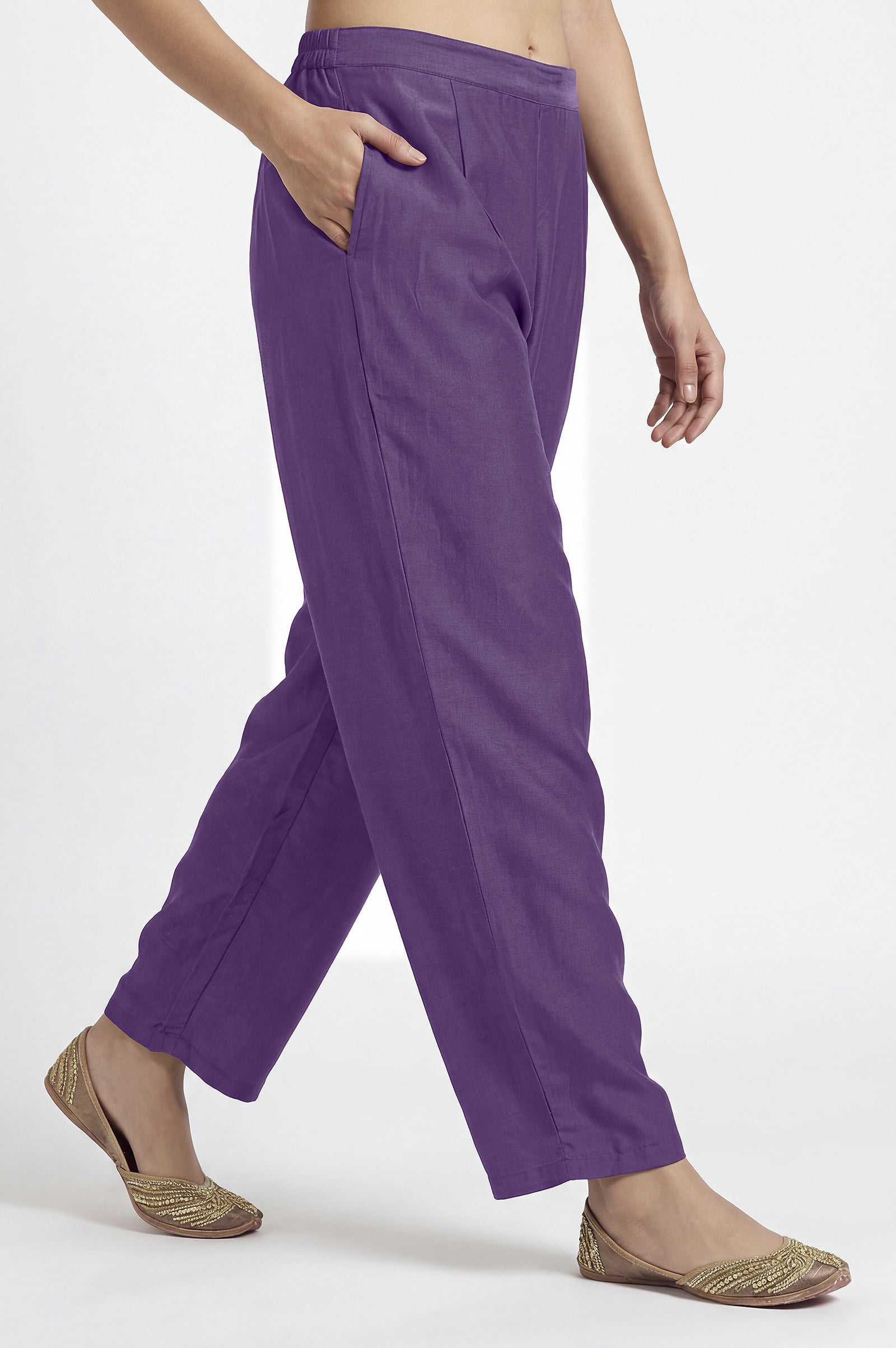 Royal Lavender Cotton Blend Printed Kurta Set