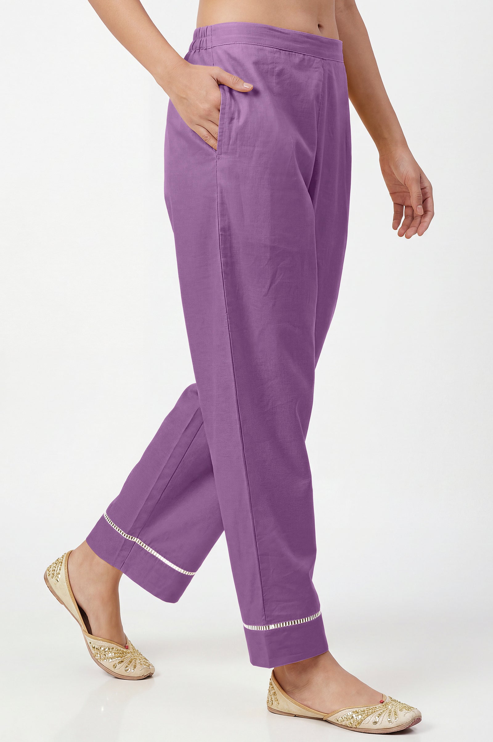 Lavender Bloom Schiffli Embroidered Chinnon Kurta Set