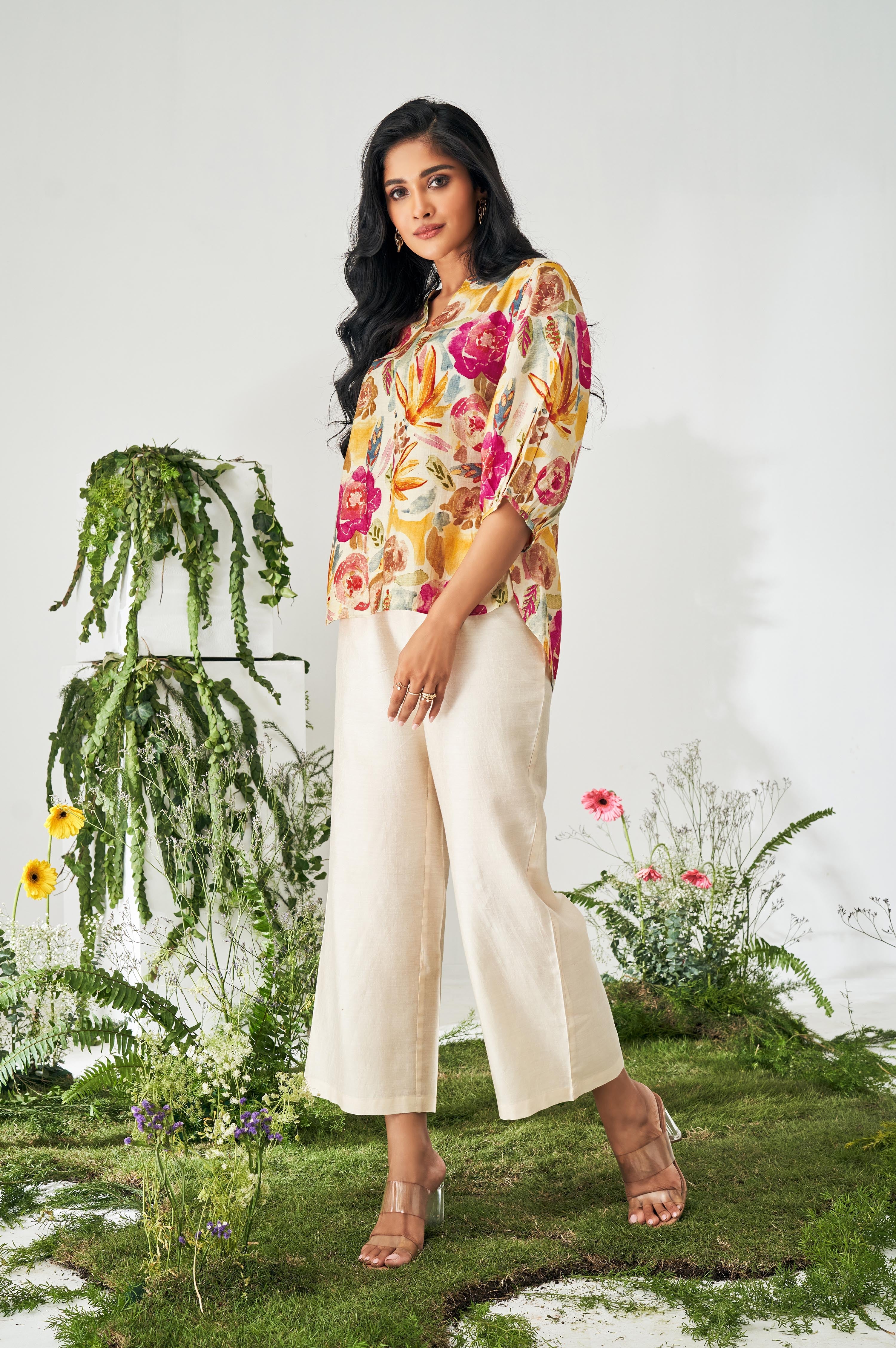 Rangriti Floral Chanderi Kurta Set