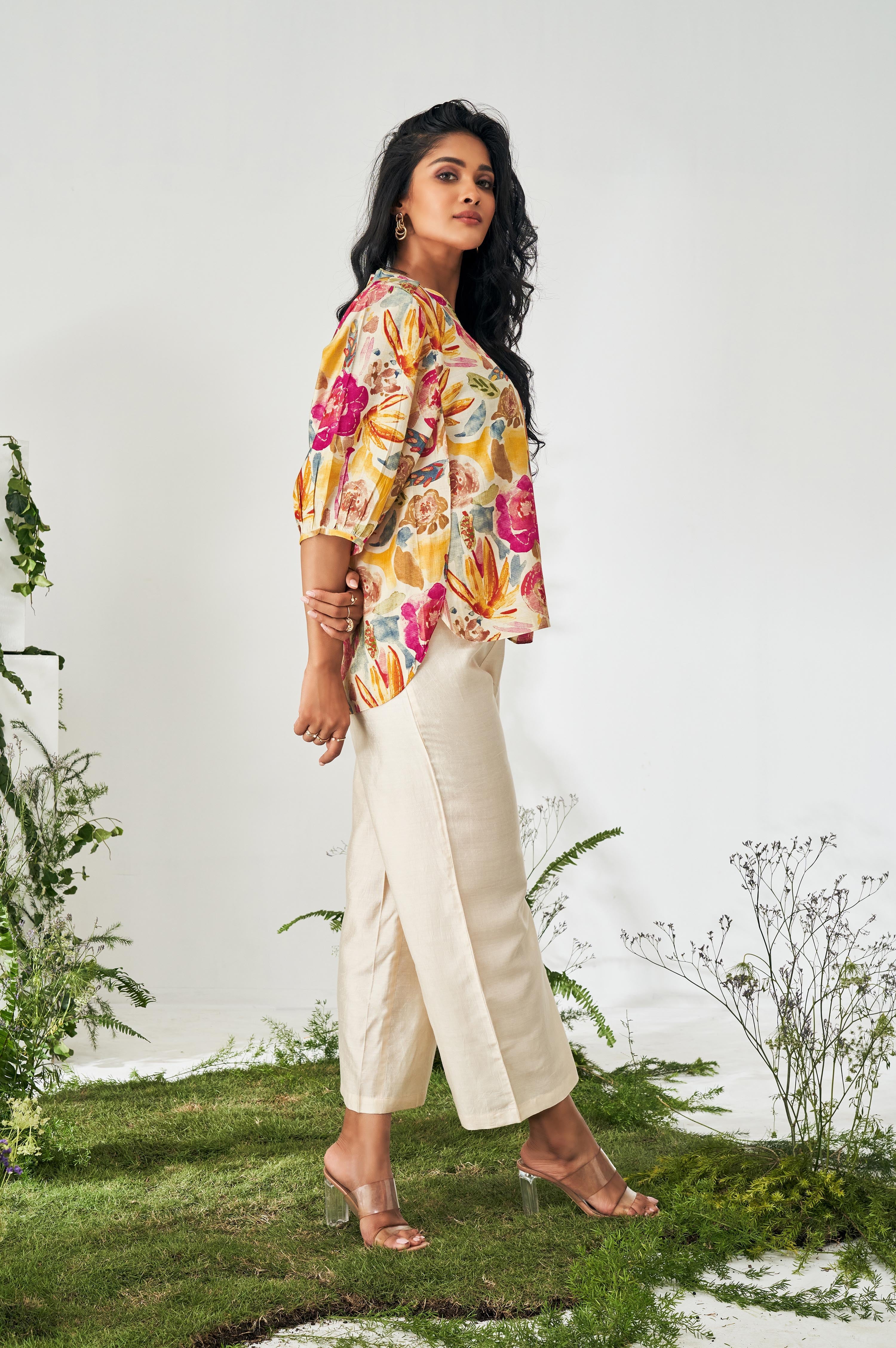 Rangriti Floral Chanderi Kurta Set