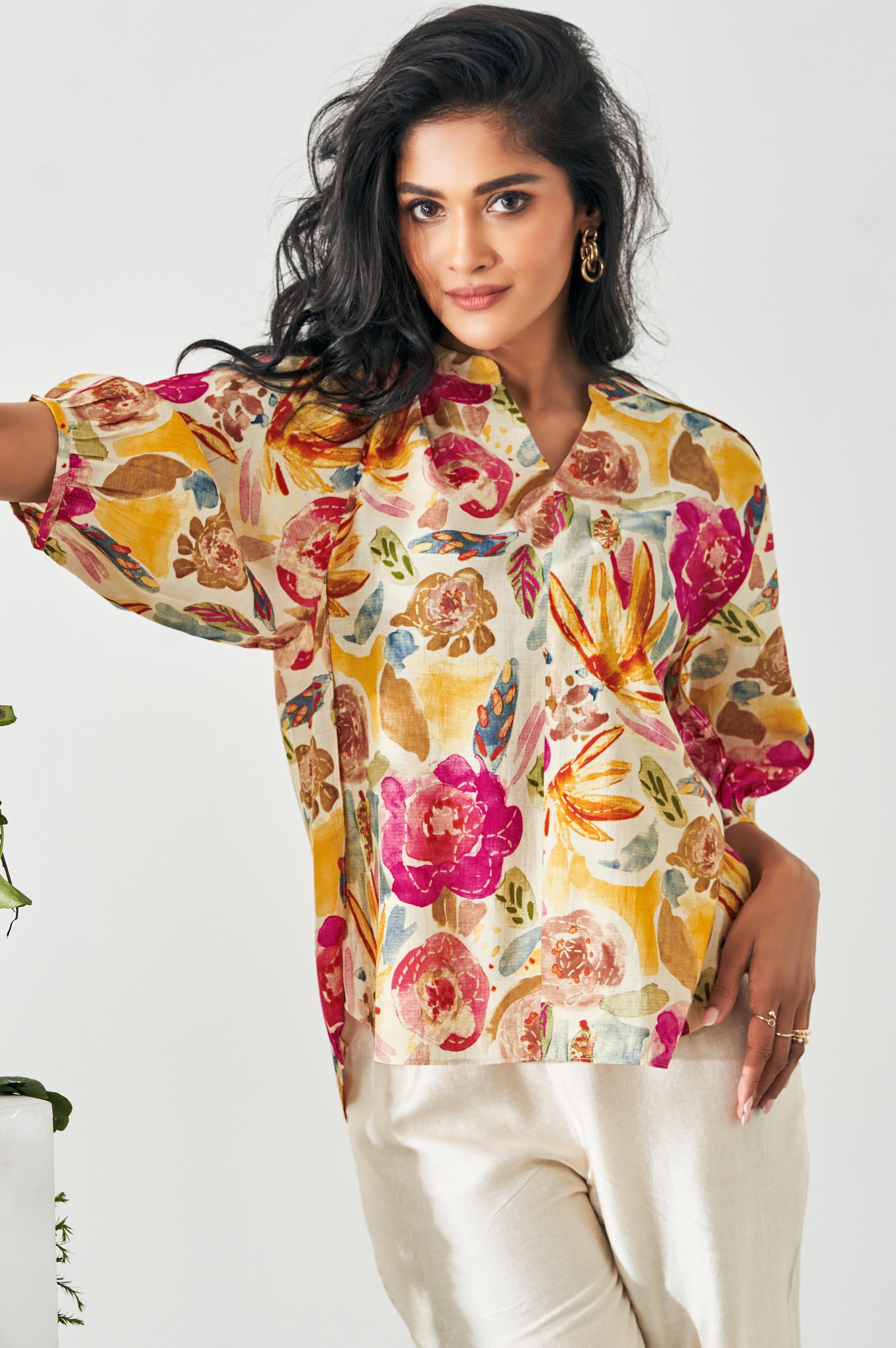 Rangriti Floral Chanderi Kurta Set