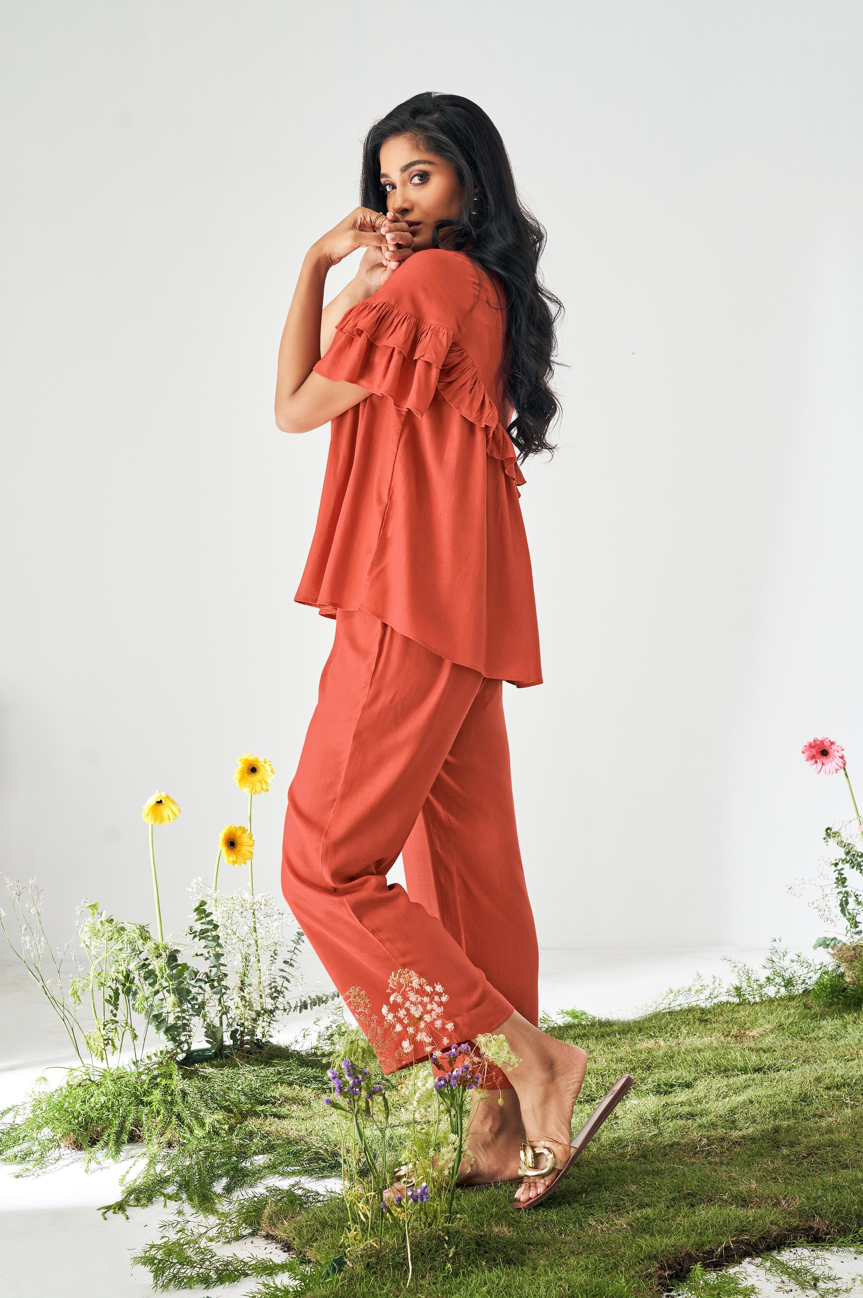 Amber Glow Rayon Co-Ord Set