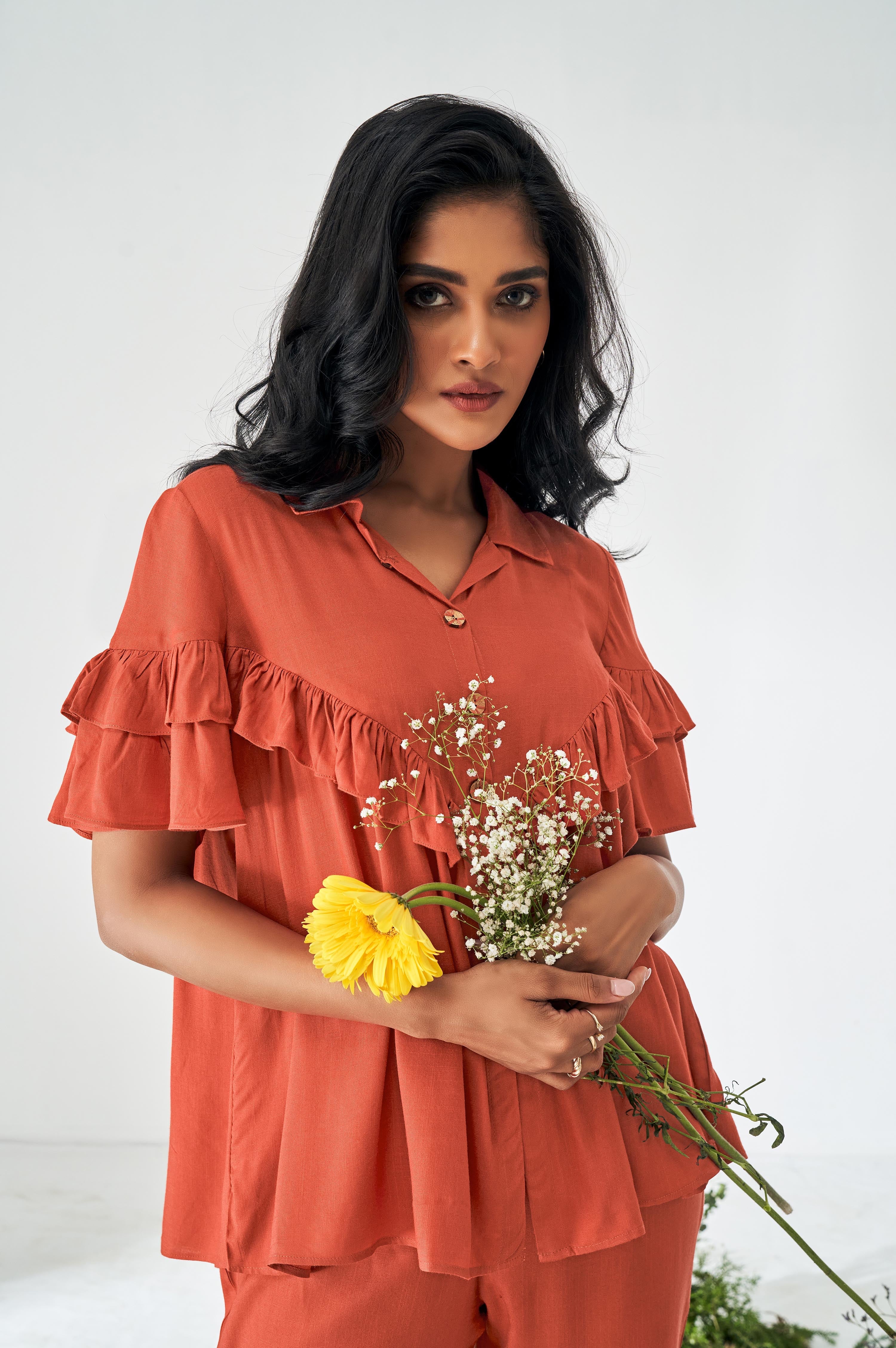 Amber Glow Rayon Co-Ord Set